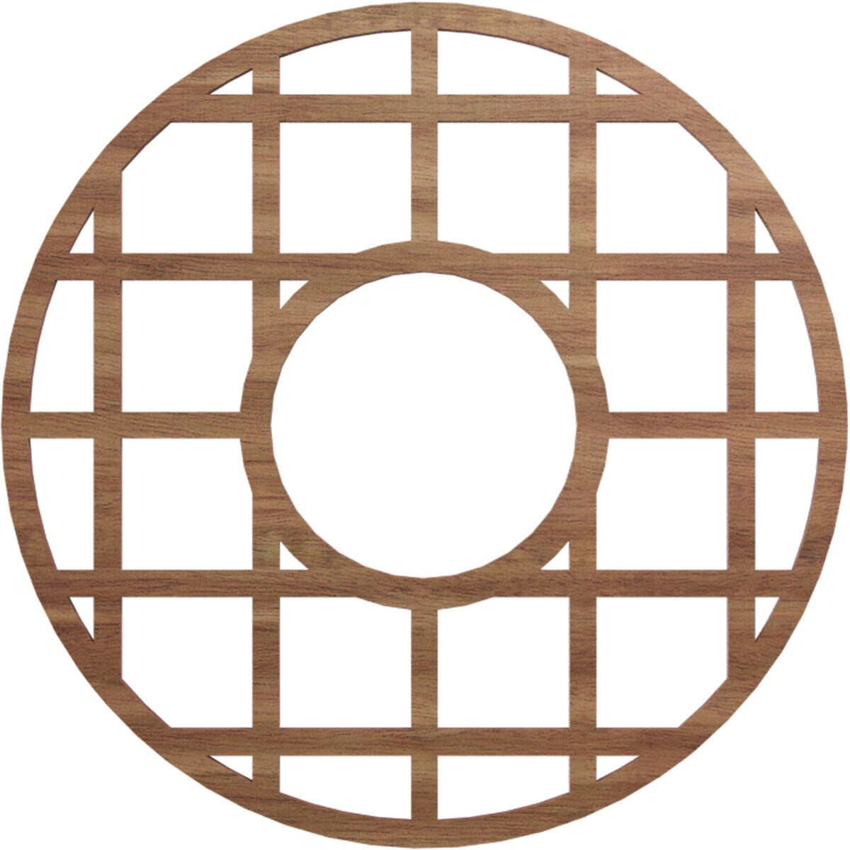 Ekena Millwork CMWP18X18X0375ONWA O'Neal Fretwork Pierced 18-in W x 18-in L Farmhouse Walnut Wood Whole Ceiling Medallion
