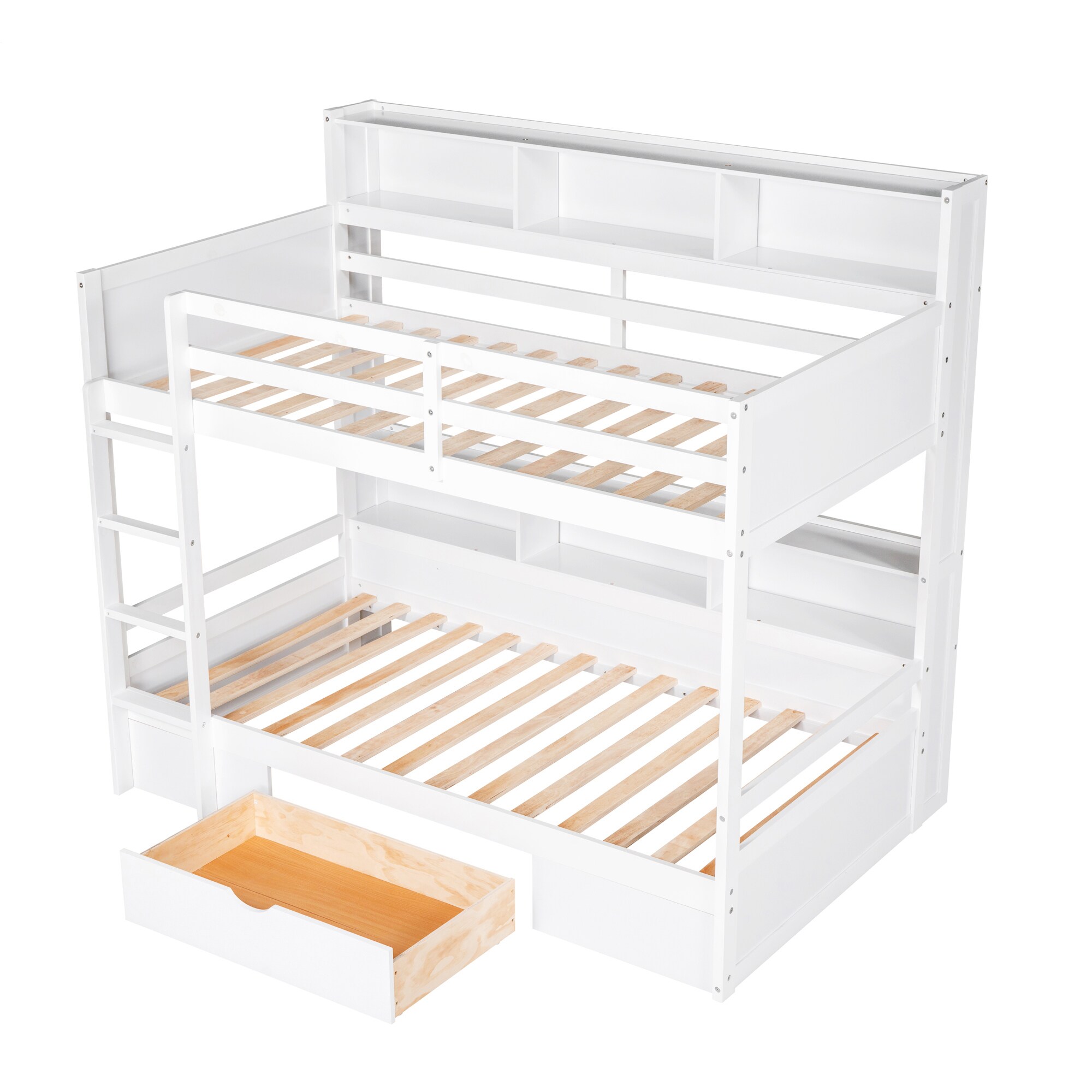 Qualler White Twin Over Twin Bunk Bed BWM000519K at Lowes.com