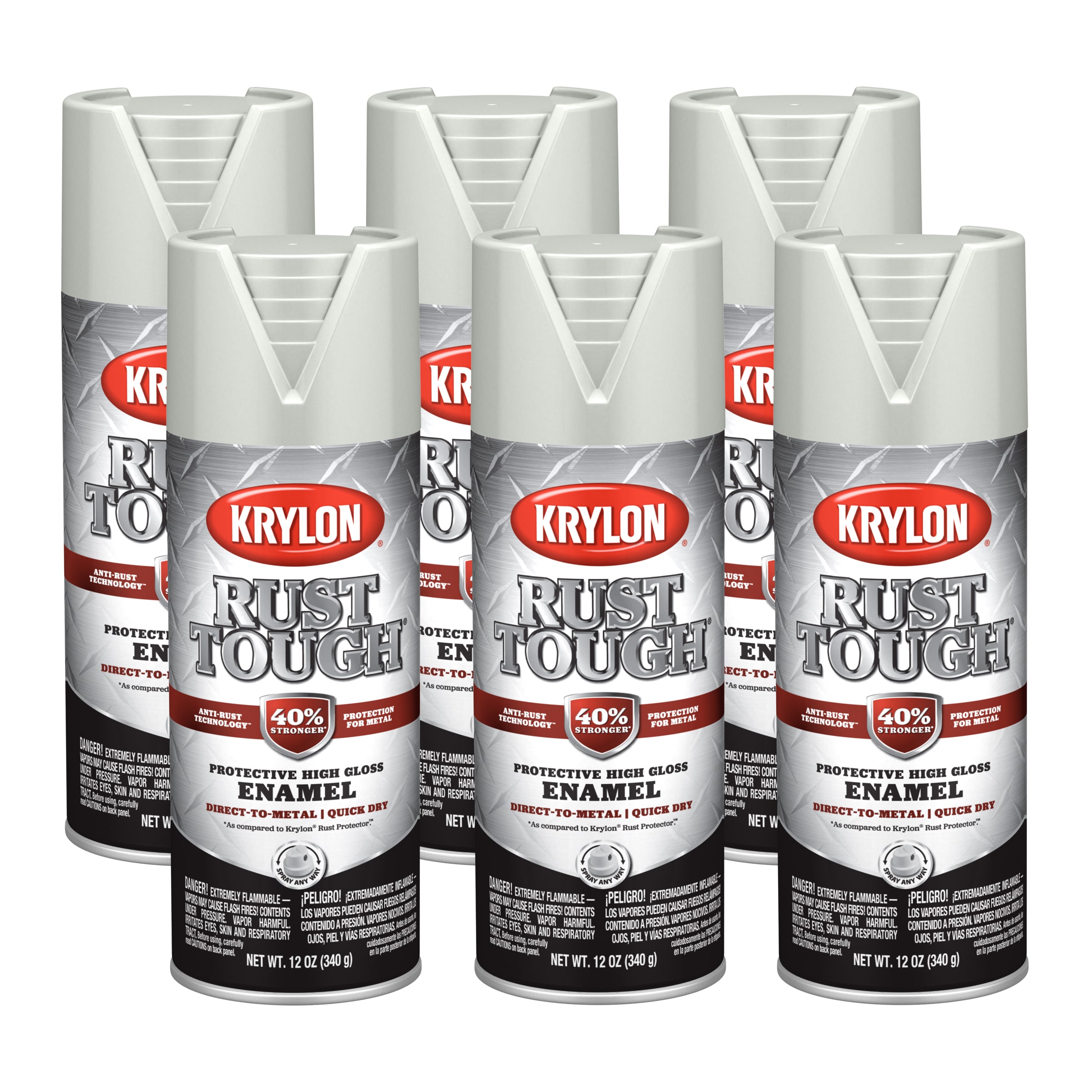 Krylon Rust Tough Gloss Light Gray Enamel Enamel Spray paint ( NET WT. 36-oz ) 6 -Pack