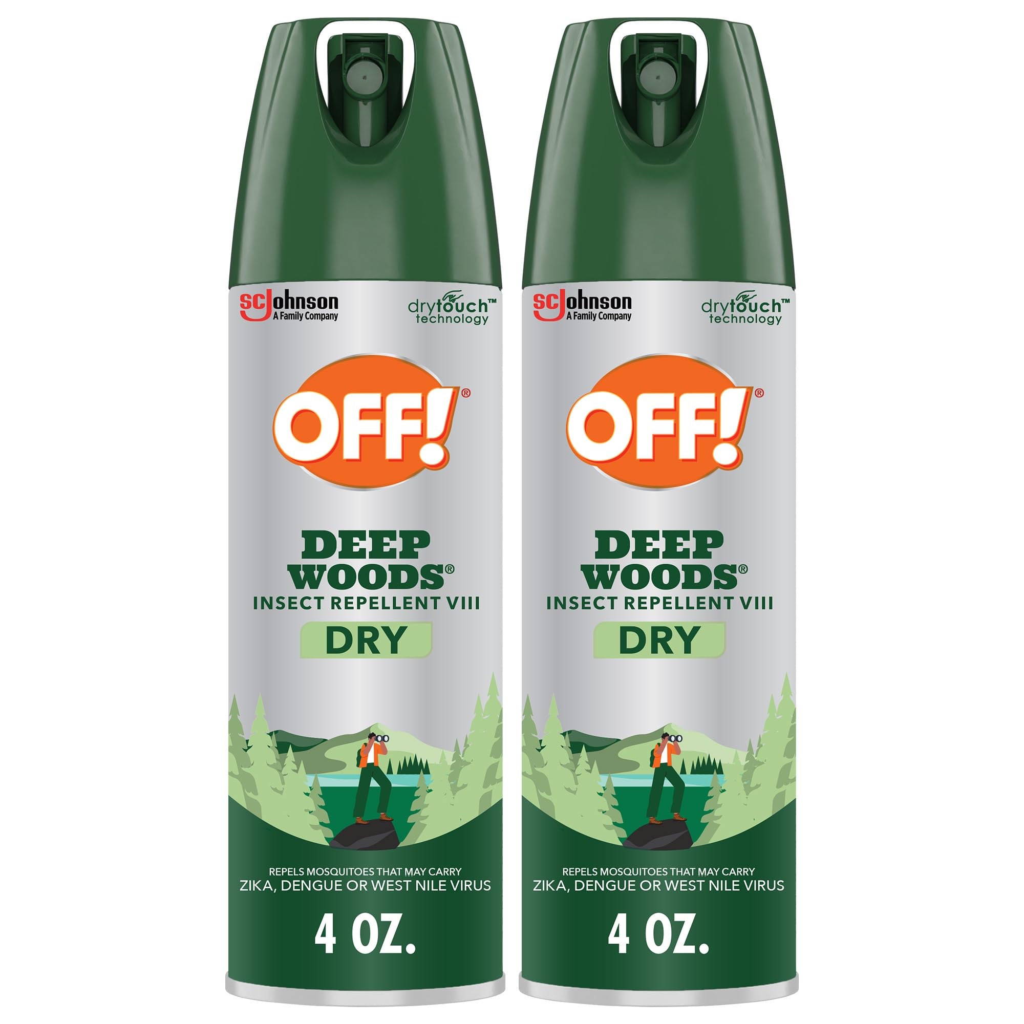 Off! OFF Deep Woods Dry Spray Insect Repellent VIII Long Lasting Protection from Mosquitoes and Ticks 4 Ounce (Pack of 2)