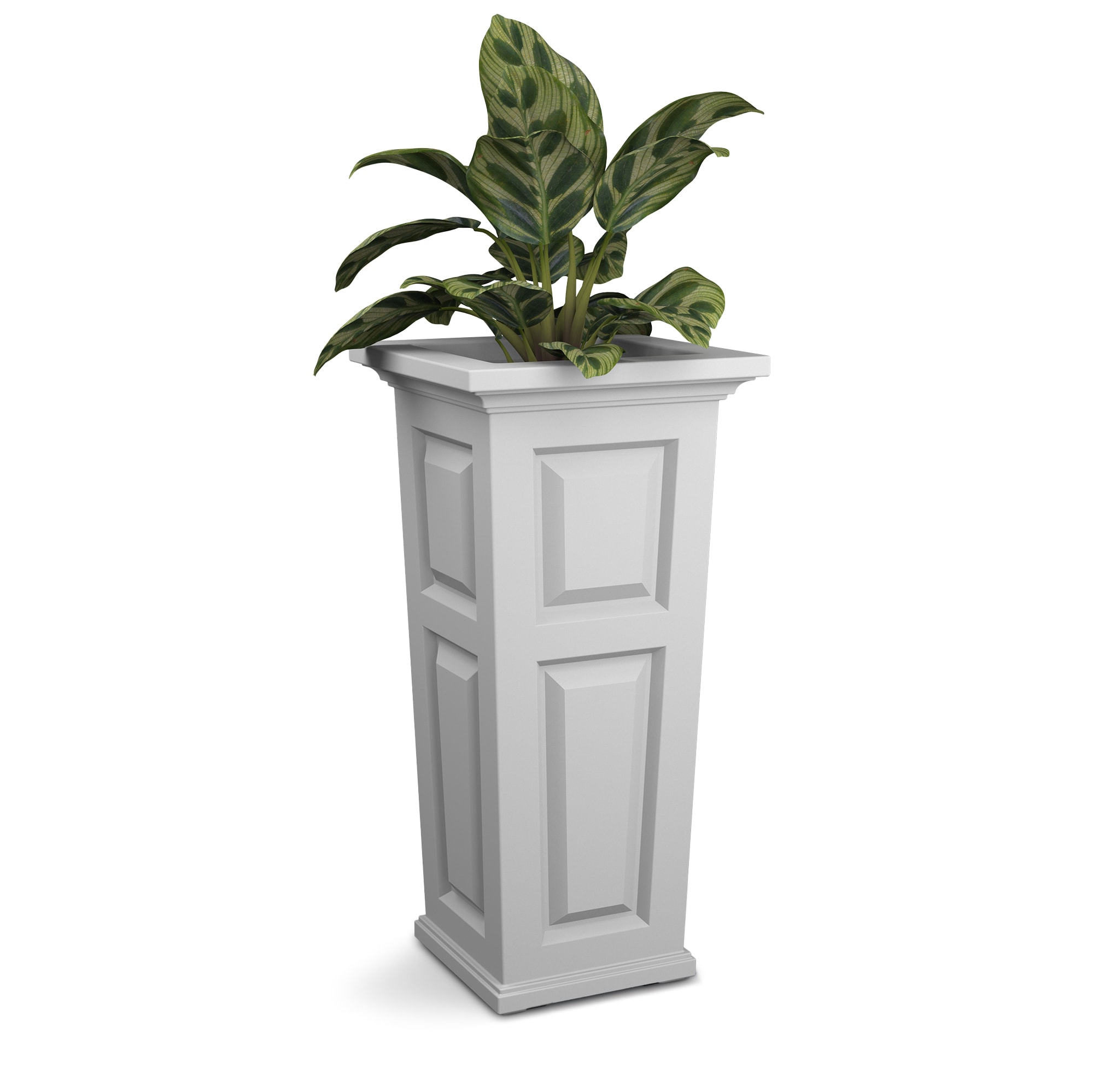 Mayne 4833-W Square 15.6-in W Large White Plastic Outdoor Planter with Self Watering