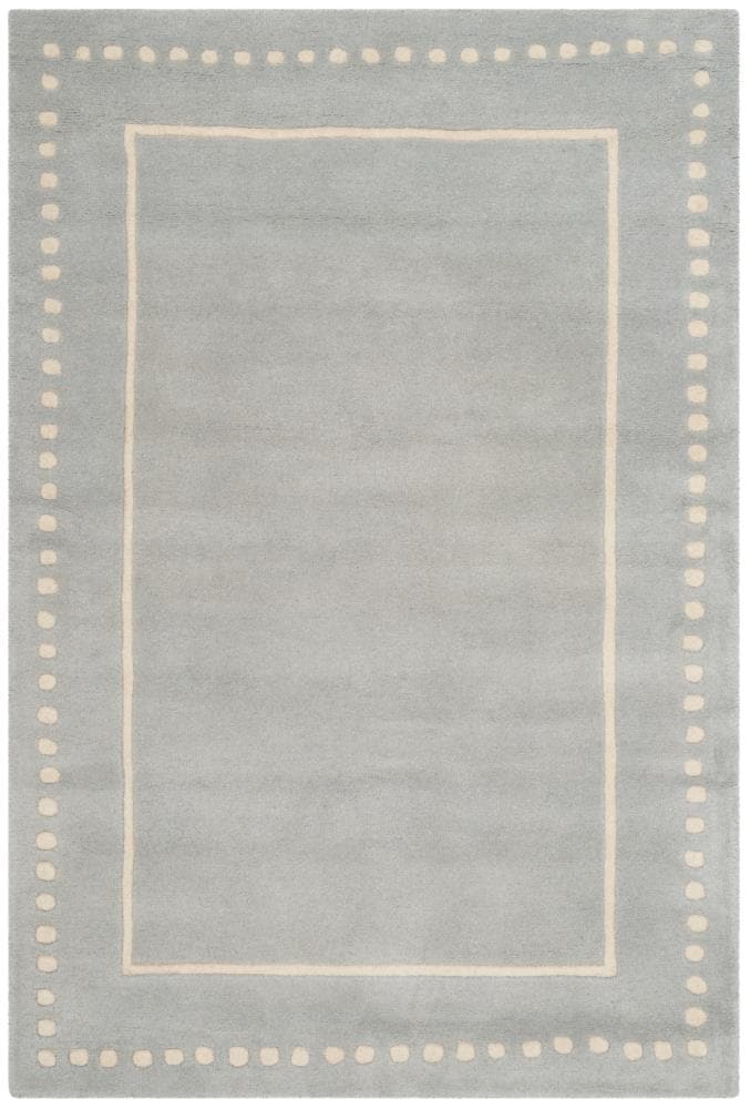 Safavieh BEL151A-4 Bella Huon 4 x 6 (ft) Tufted Wool Light Blue/Ivory Rectangular Indoor Border Farmhouse/Cottage Area rug