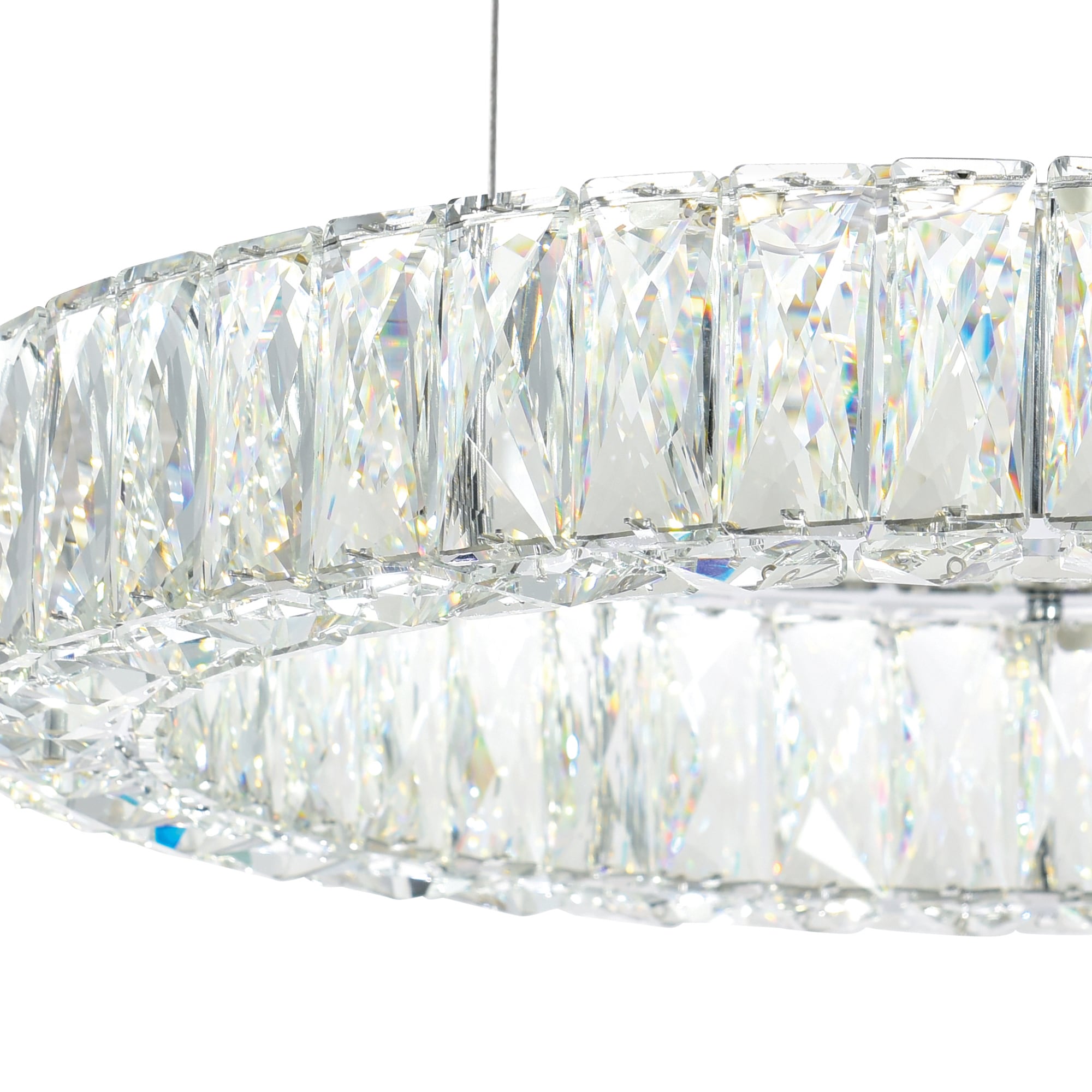 Madeline 3-Ring Chrome Crystal LED Chandelier 32"