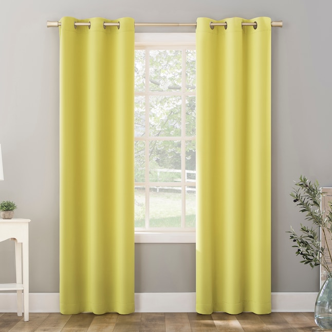Sun Zero 84 In Lemon Yellow Blackout Interlined Grommet Single Curtain Panel The Curtains Ds Department At Lowes Com