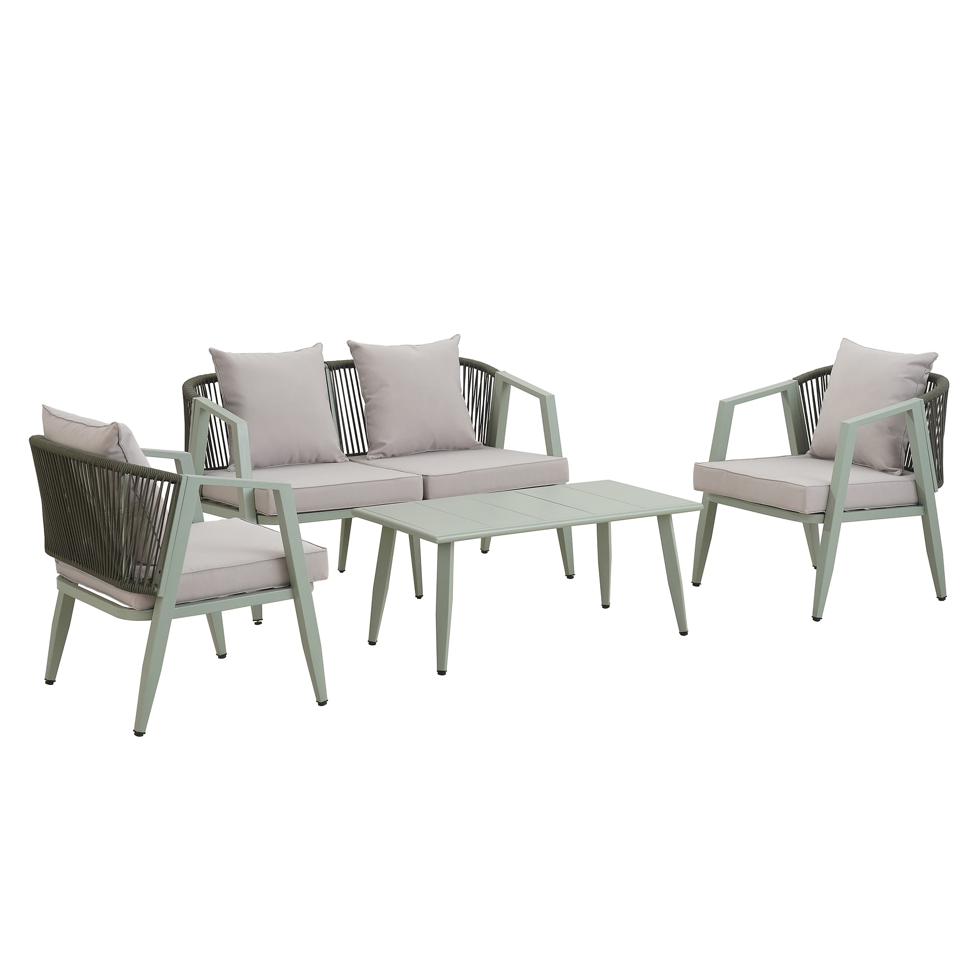 SINOFURN SYA330103BN 4 -Piece Patio Conversation Set with Gray Cushions