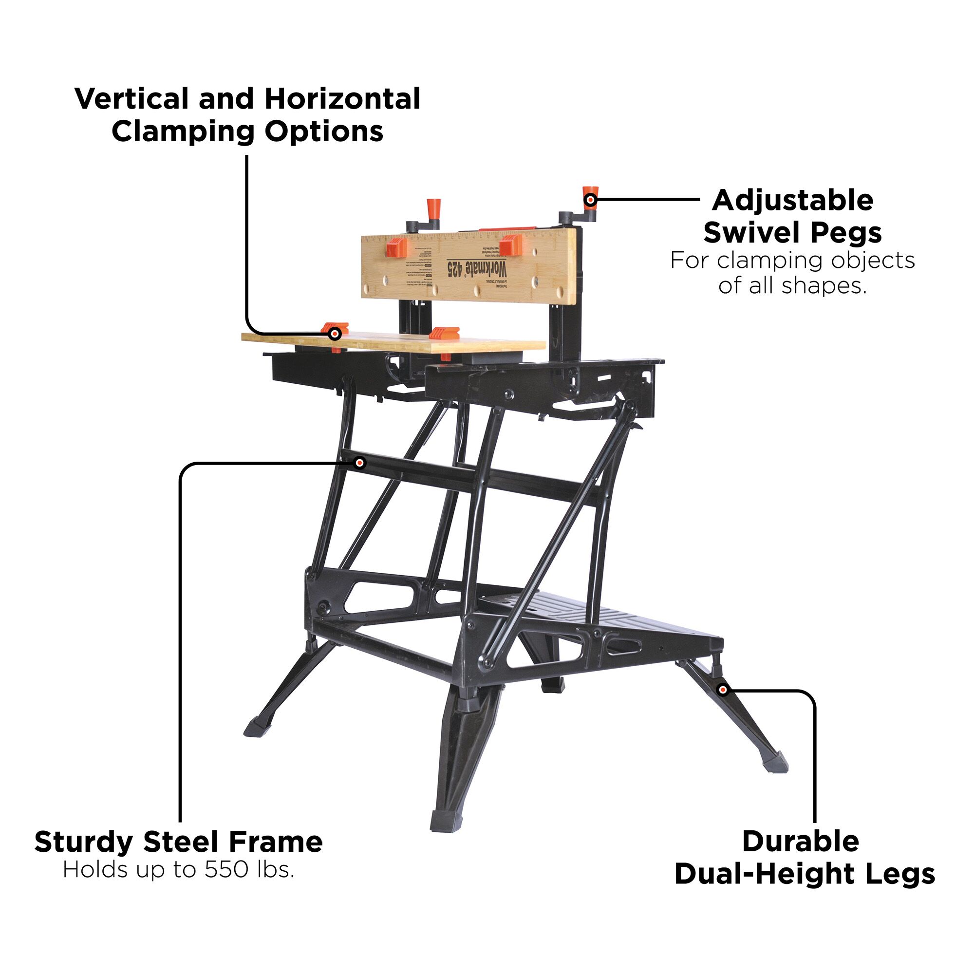 BLACK DECKER 29 in L x 33.07 in H Black Wood Adjustable Height