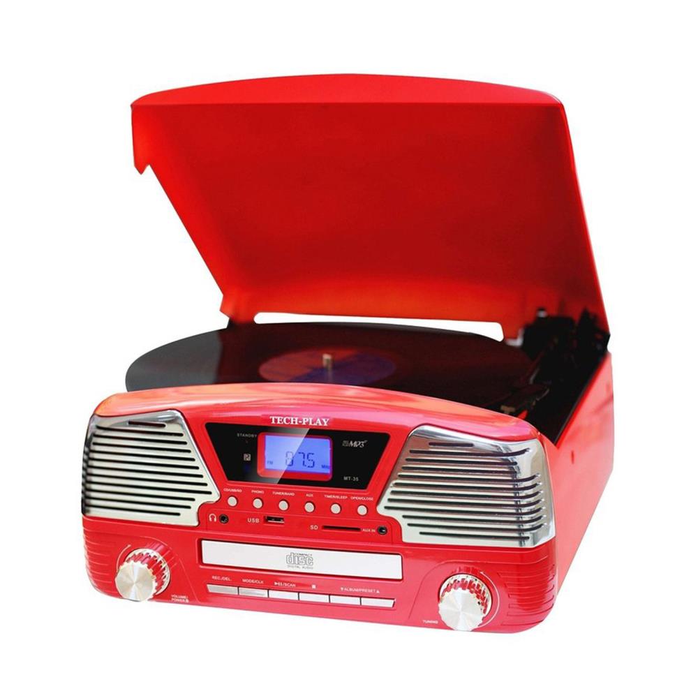 Techplay Red Turntable Record Player In The Turntables Accessories Department At Lowes Com