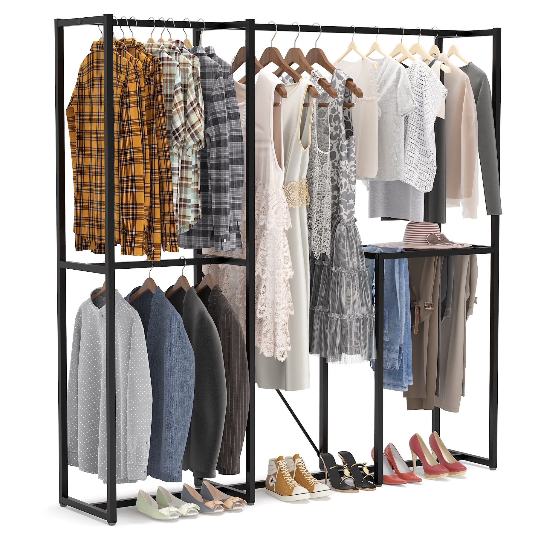 Clothes Storage Closet Organizer Wardrobe Rack Shelves Fabric Steel Portable