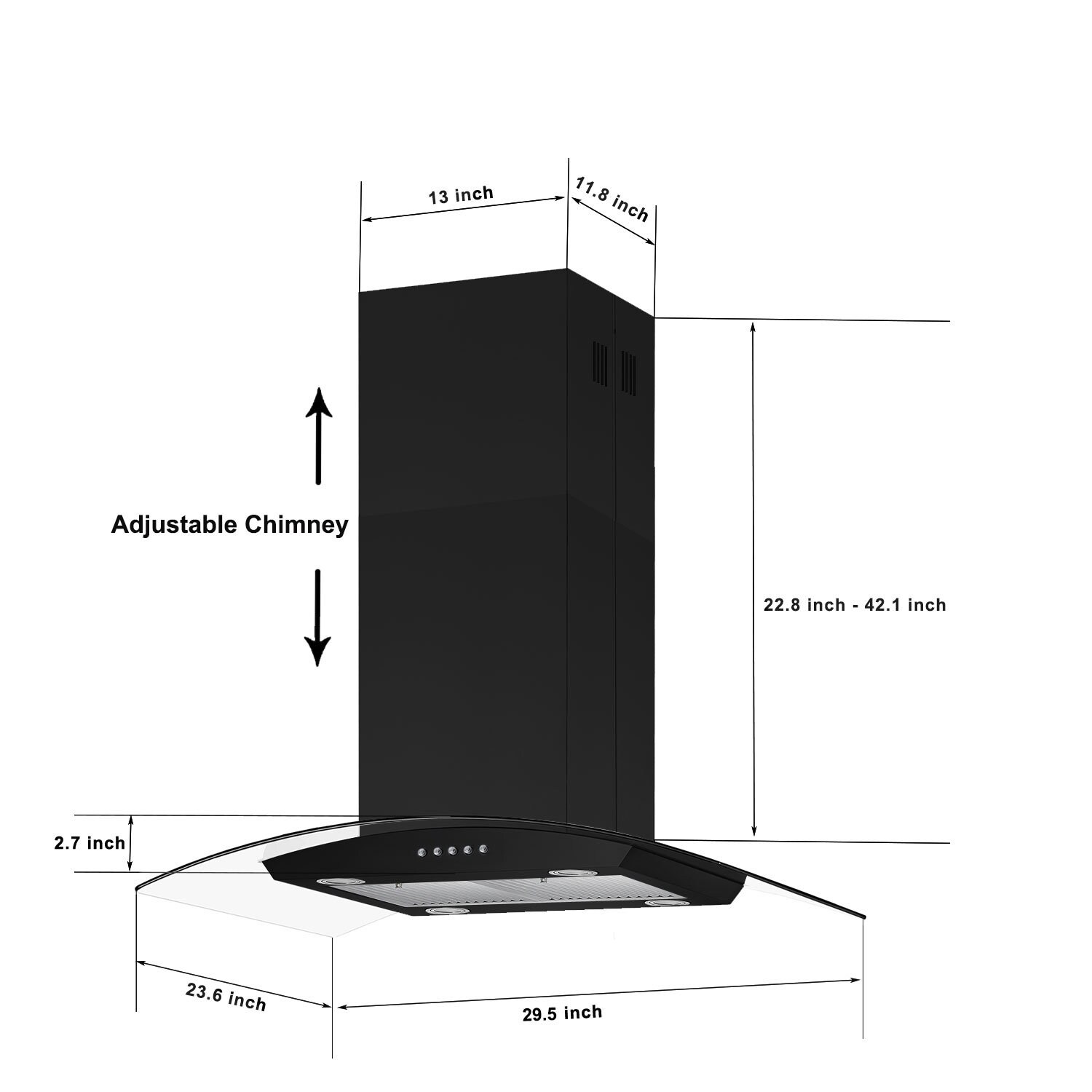 Kahomvis GEHT-DOQP-60Y Island-Range-Hoods - View #7