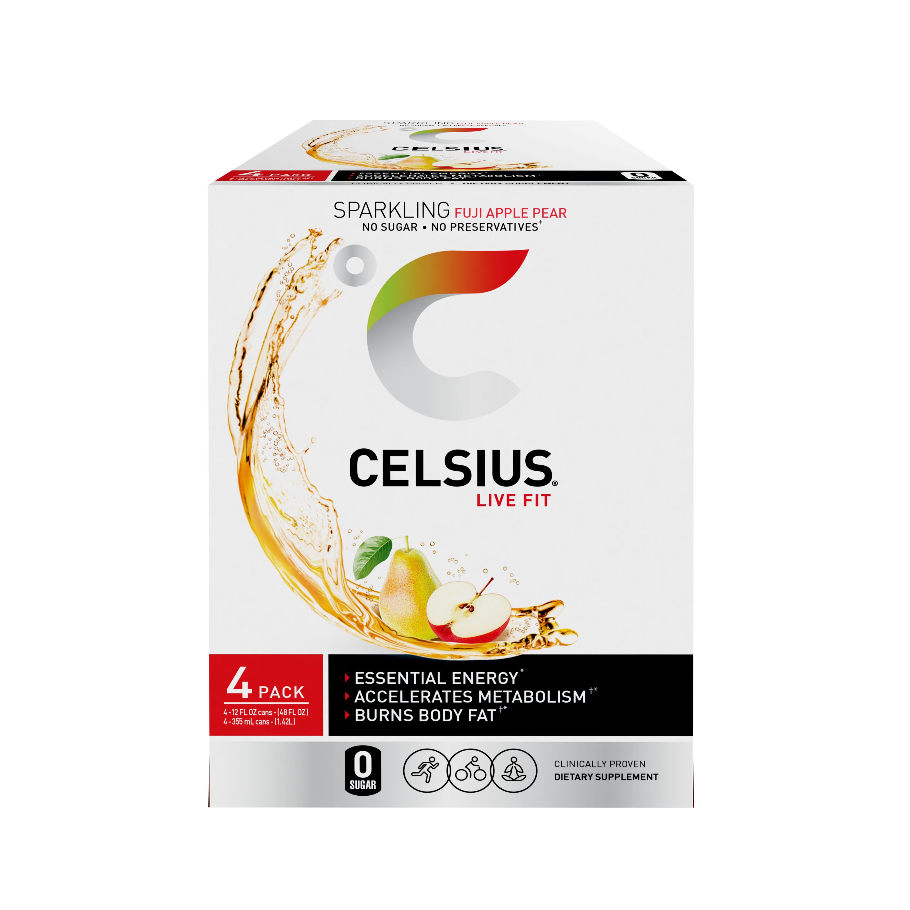 Celsius 889392010374 48 -Pack 48 - fl oz Fuji Apple Pear Energy Drink