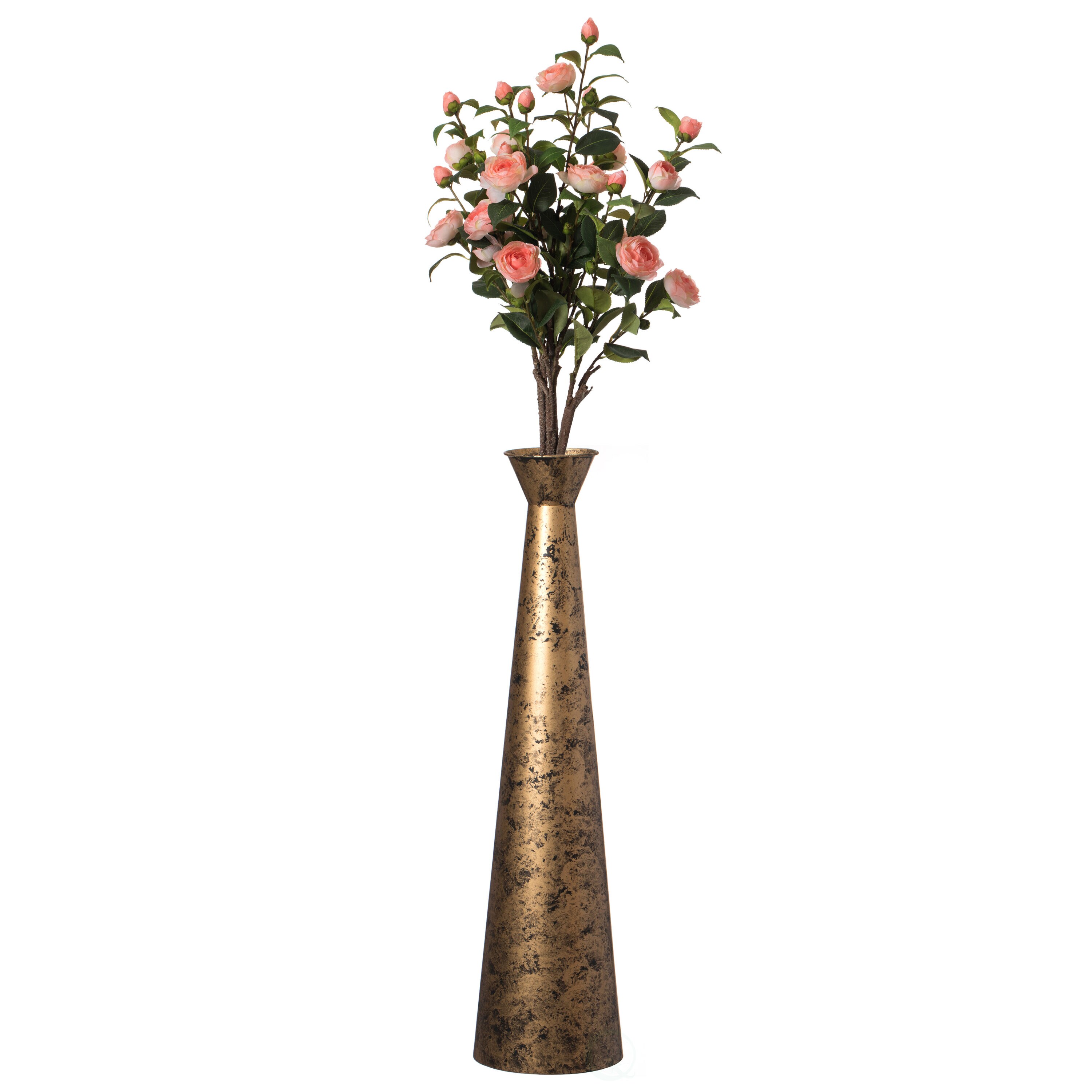 Gold Weathered Metal Decorative Floor Vase Set of 3