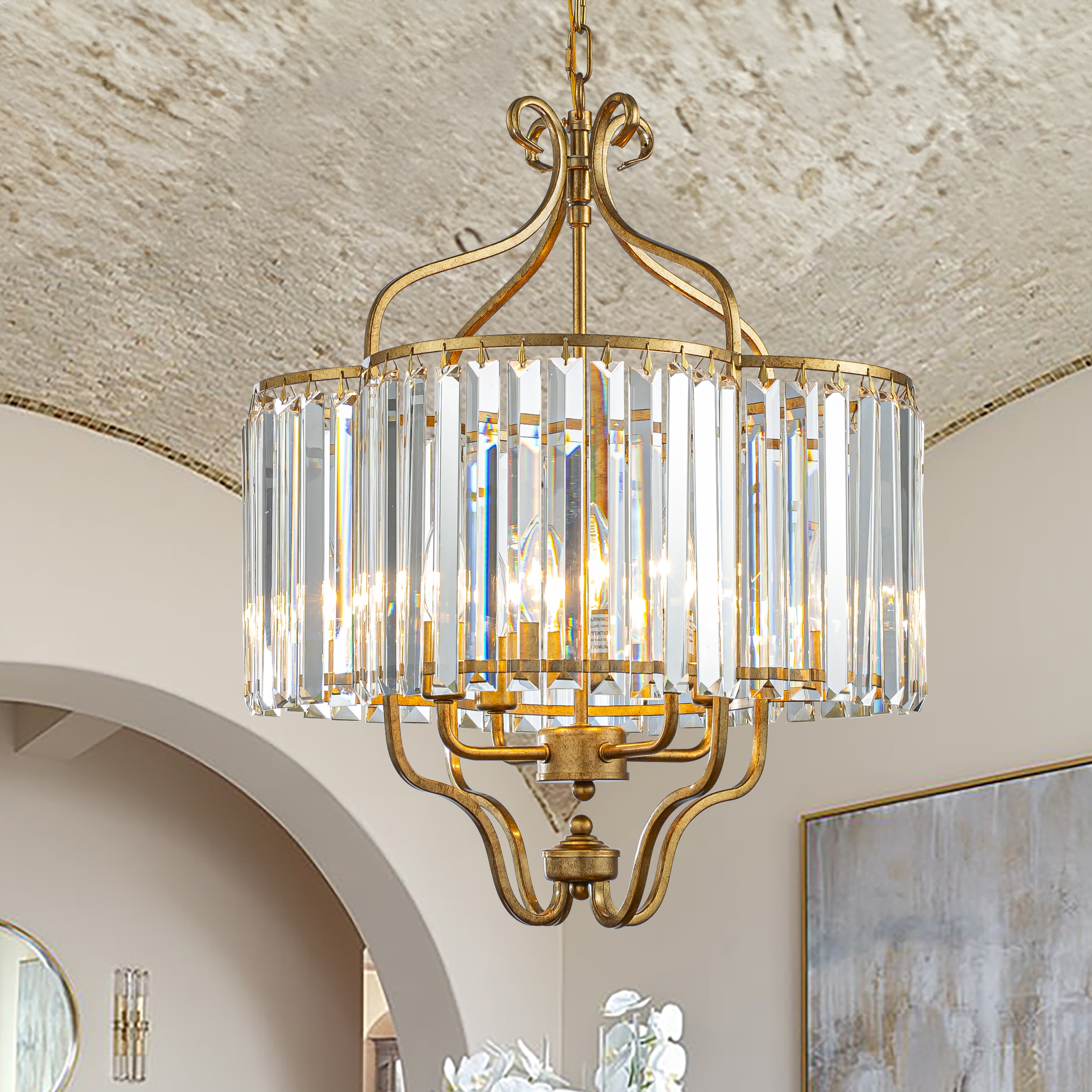 AloaDecor Lighting L7203D45AGL01A 4 -Light Matte Gold Modern/contemporary For Use in Bedrooms, Dining Rooms, Foyers, Kitchens, Living Rooms Chandelier