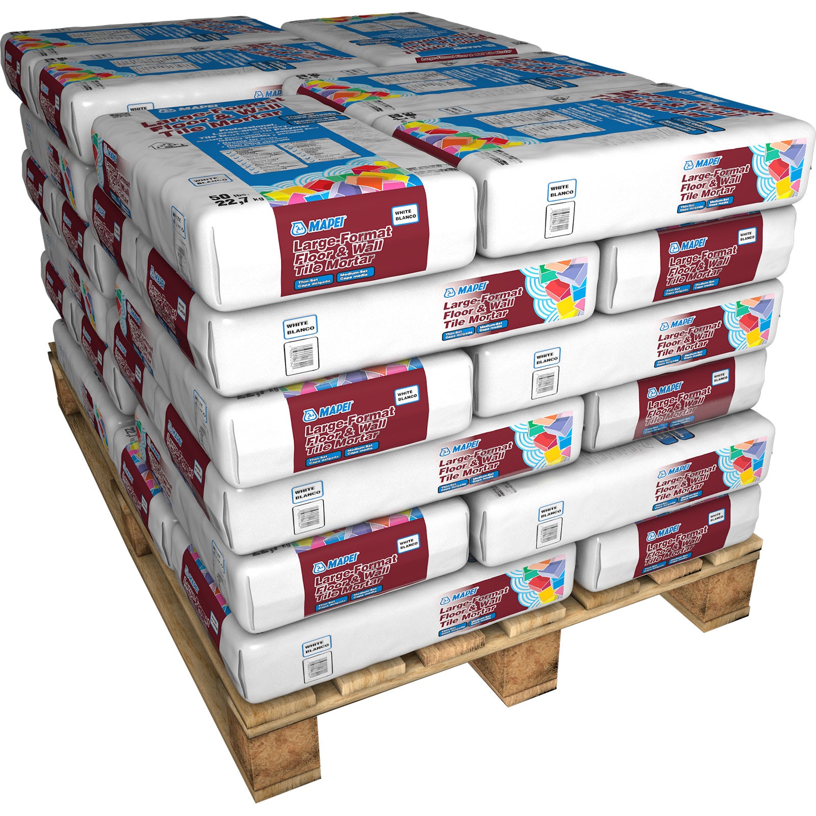 MAPEI 2184236P Large-Format Floor-and Wall (Pallet 36 qty) White Thinset/Medium Bed Tile Mortar (50-lb)