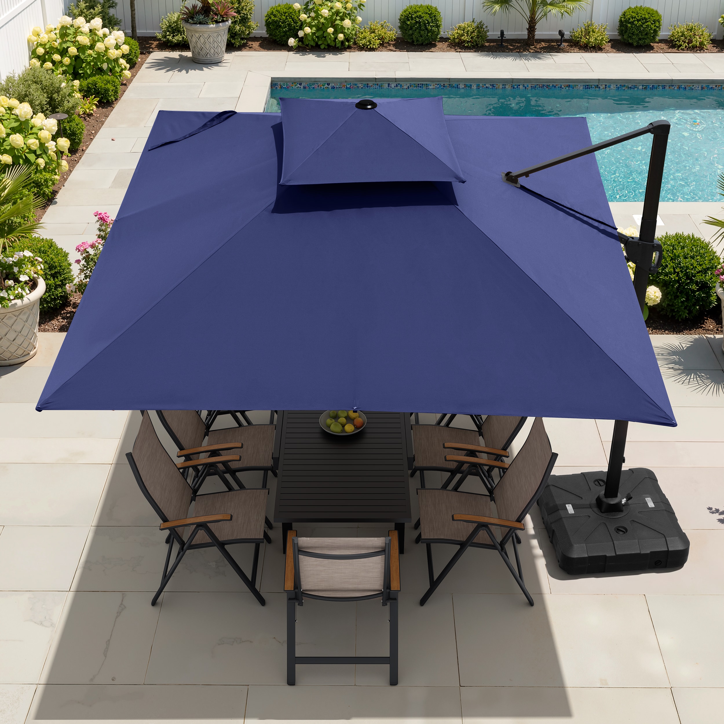 cantilever patio umbrella with base sold at home shows Rectangle Umbrellas Grosfillex 98842531 9 ft the base must be Colour:Java Large Travel Bag