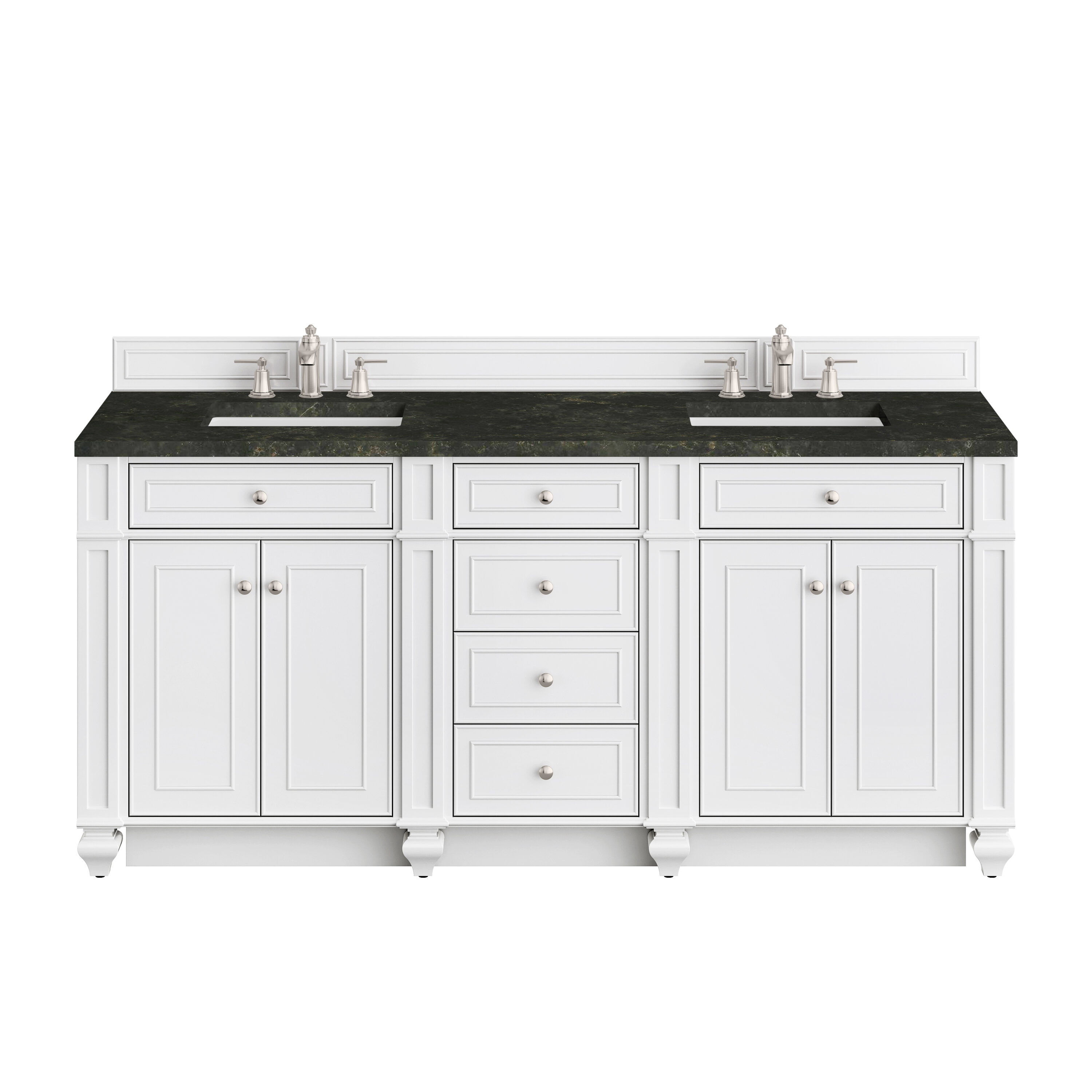 James Martin Vanities - Bristol 72-in Bright White Undermount Double Sink Bathroom Vanity with Ph...