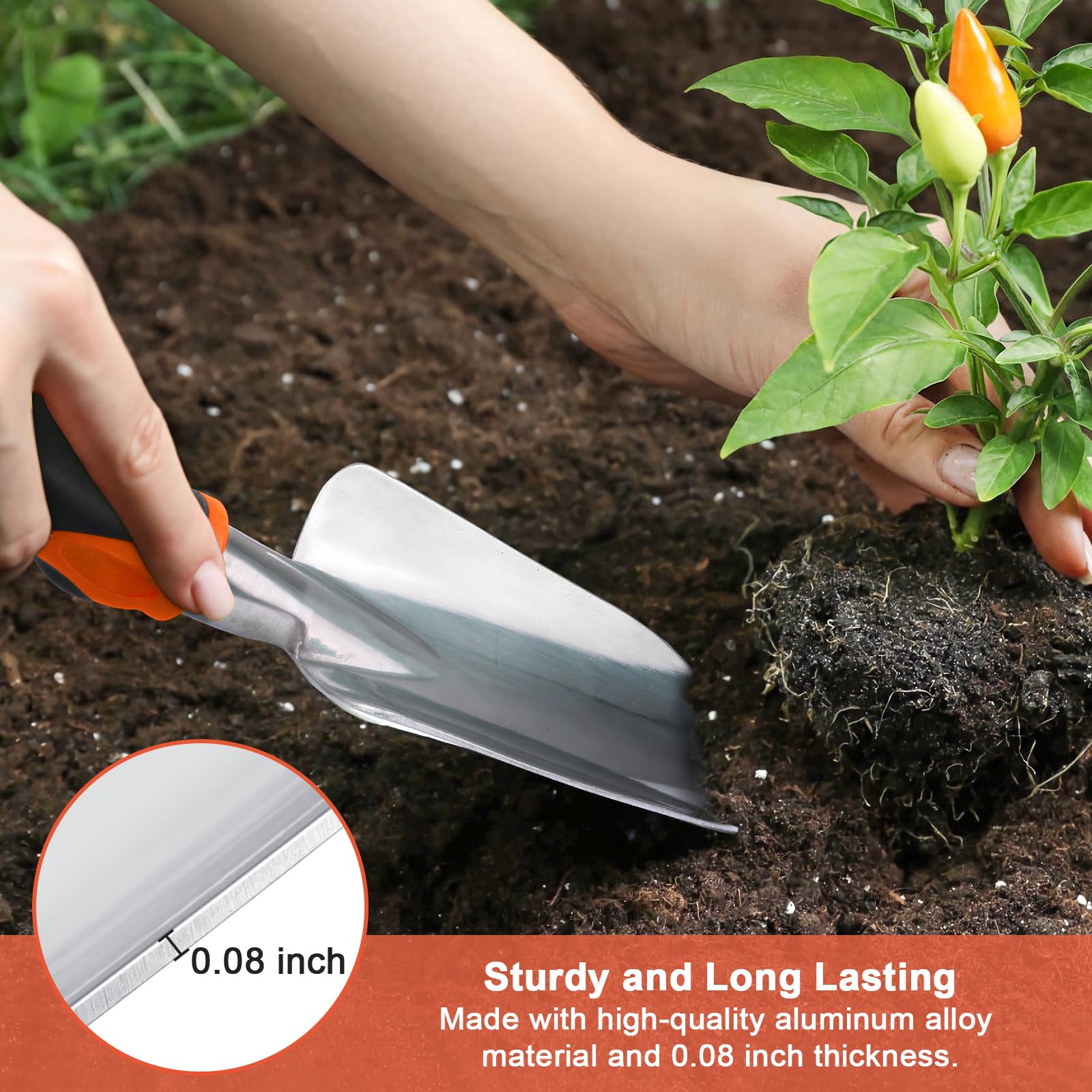 Adrinfly Garden Tools Set 3 Piece Heavy Duty Aluminum Hand Trowel ...