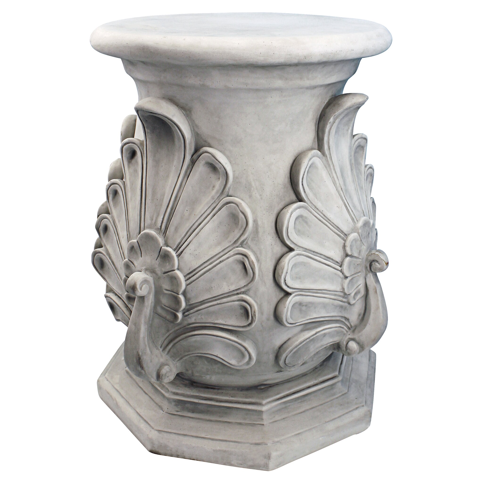 Antique Stone Finish Peacock Pedestal Table