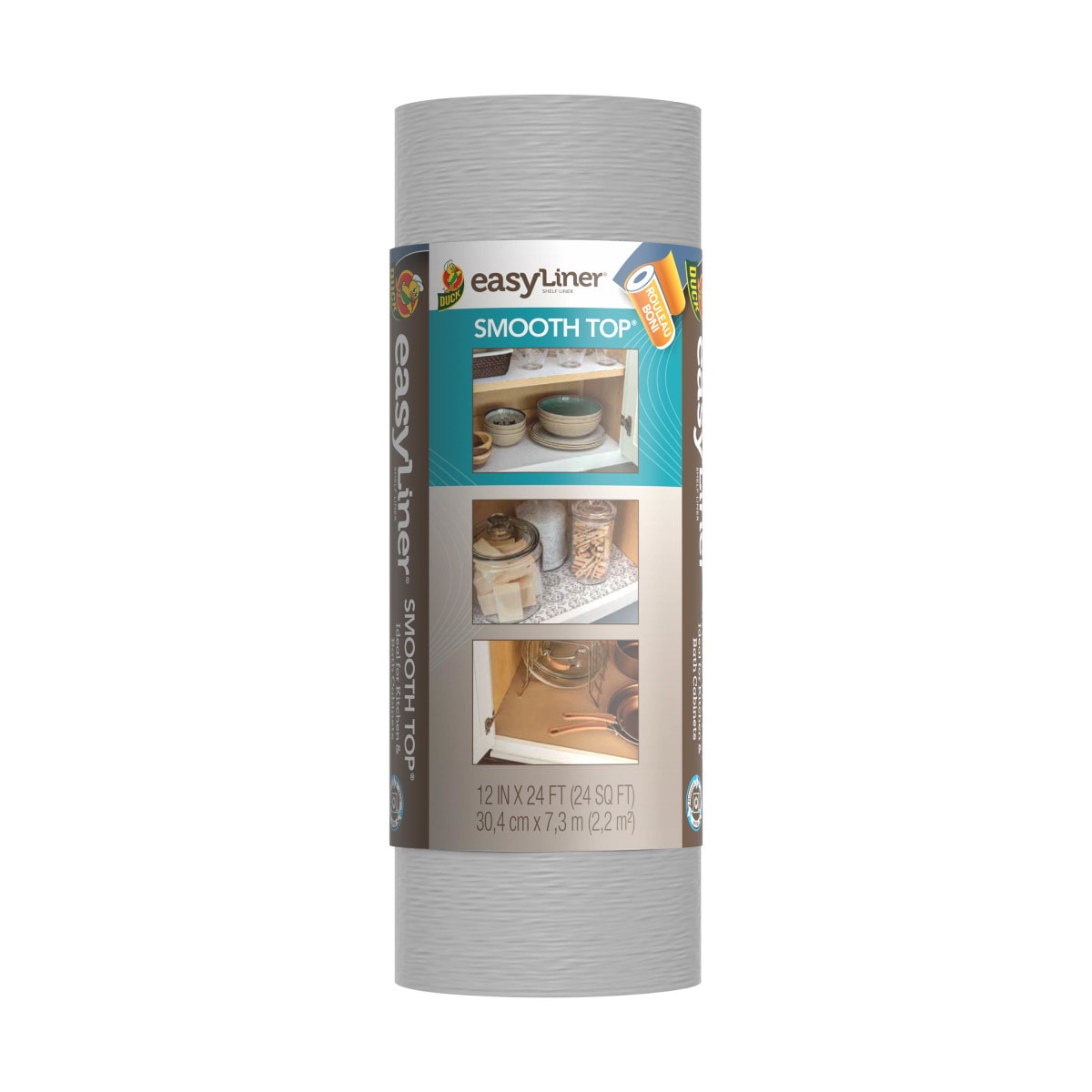 Duck Smooth Top EasyLiner 12-in x 24-ft Gray Liner Shelf Fits Cabinet Size