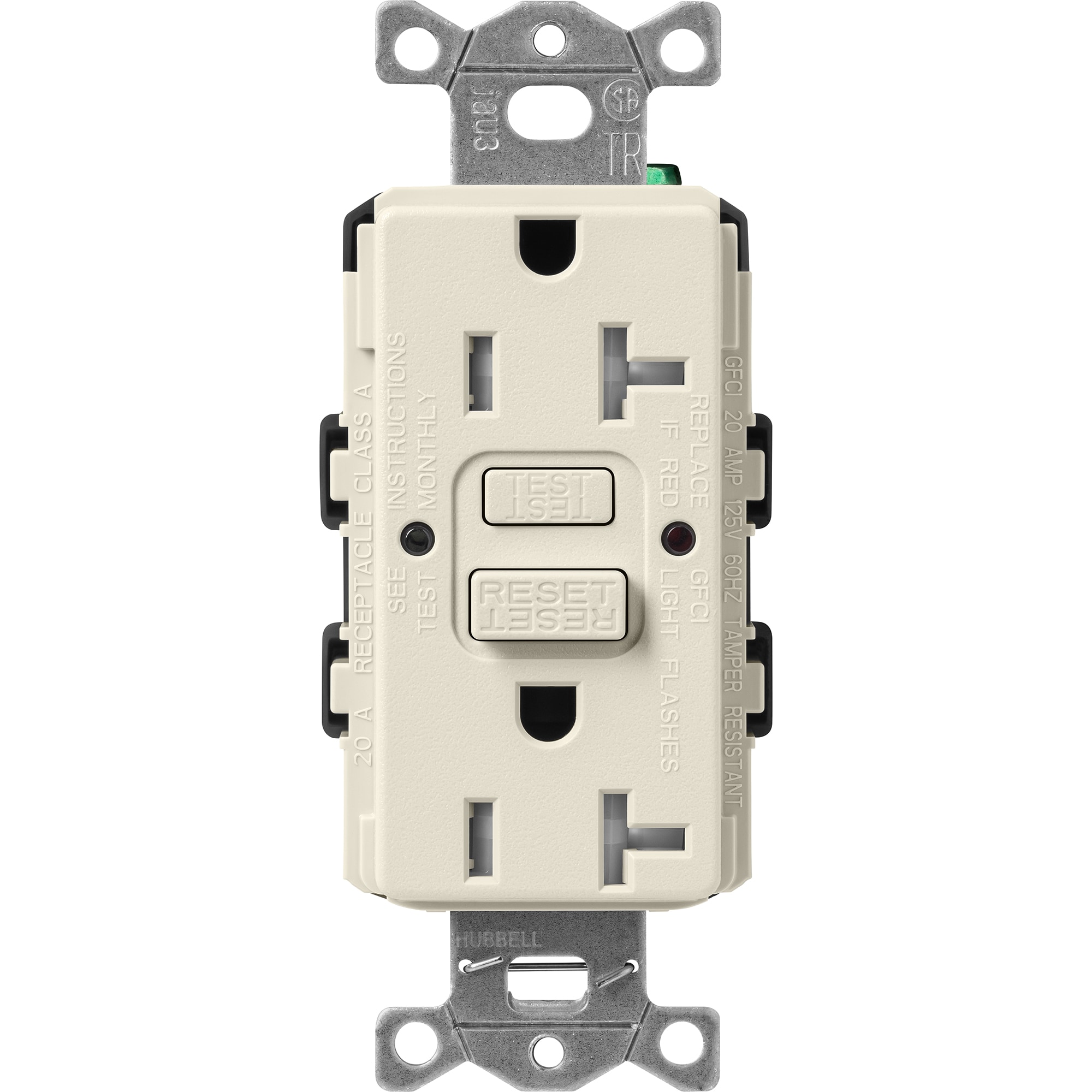 Lutron SCR-20-GFST-PM Claro 20 -Amp 120-volt Tamper Resistant GFCI Residential Decorator Outlet , Pumice