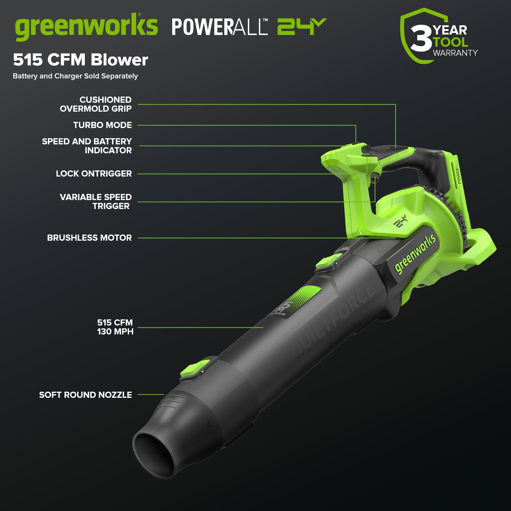 Greenworks BL1512HA1 Cordless-Electric-Blowers - View #2