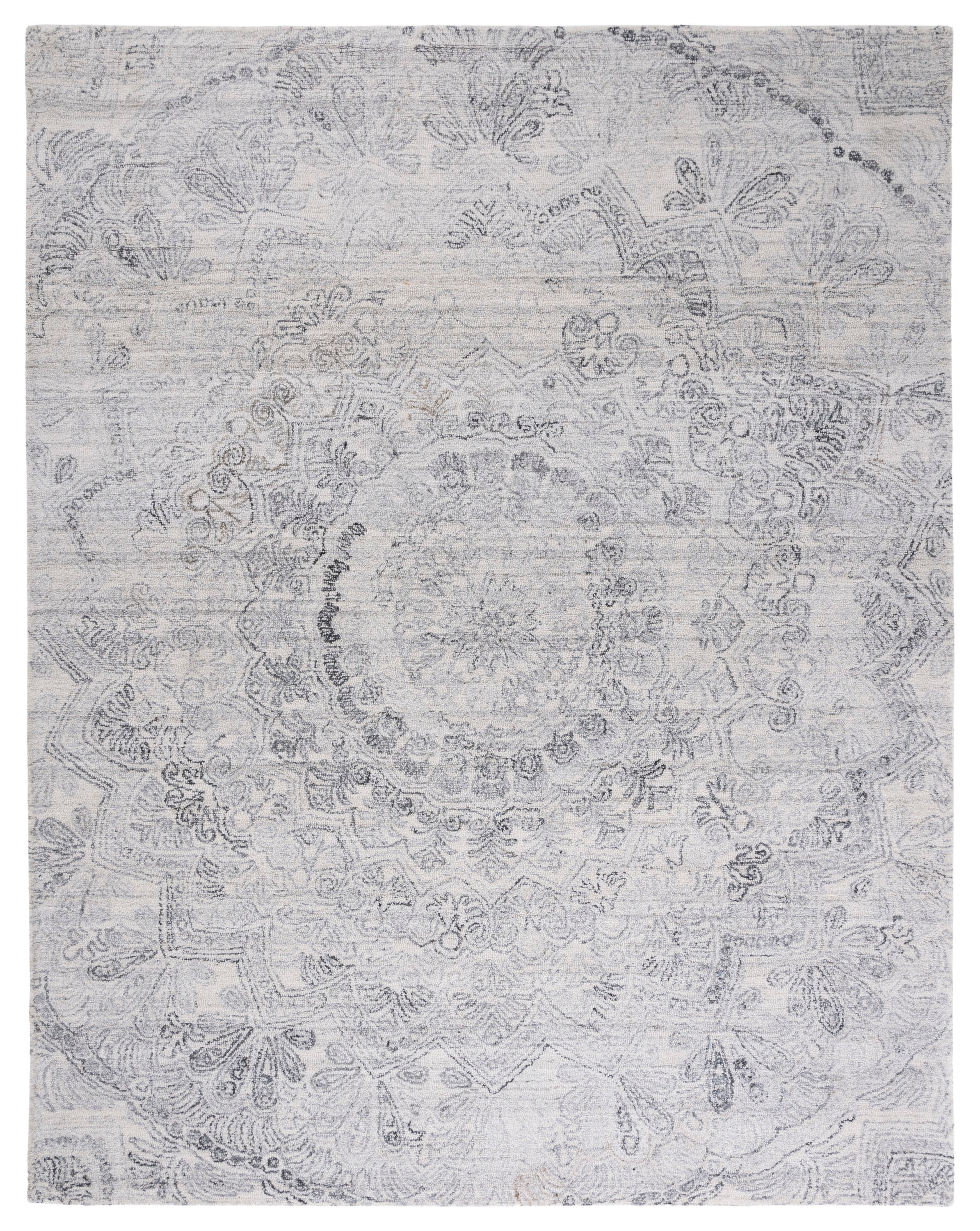 Handmade Black and Ivory Abstract Wool 8' x 10' Area Rug