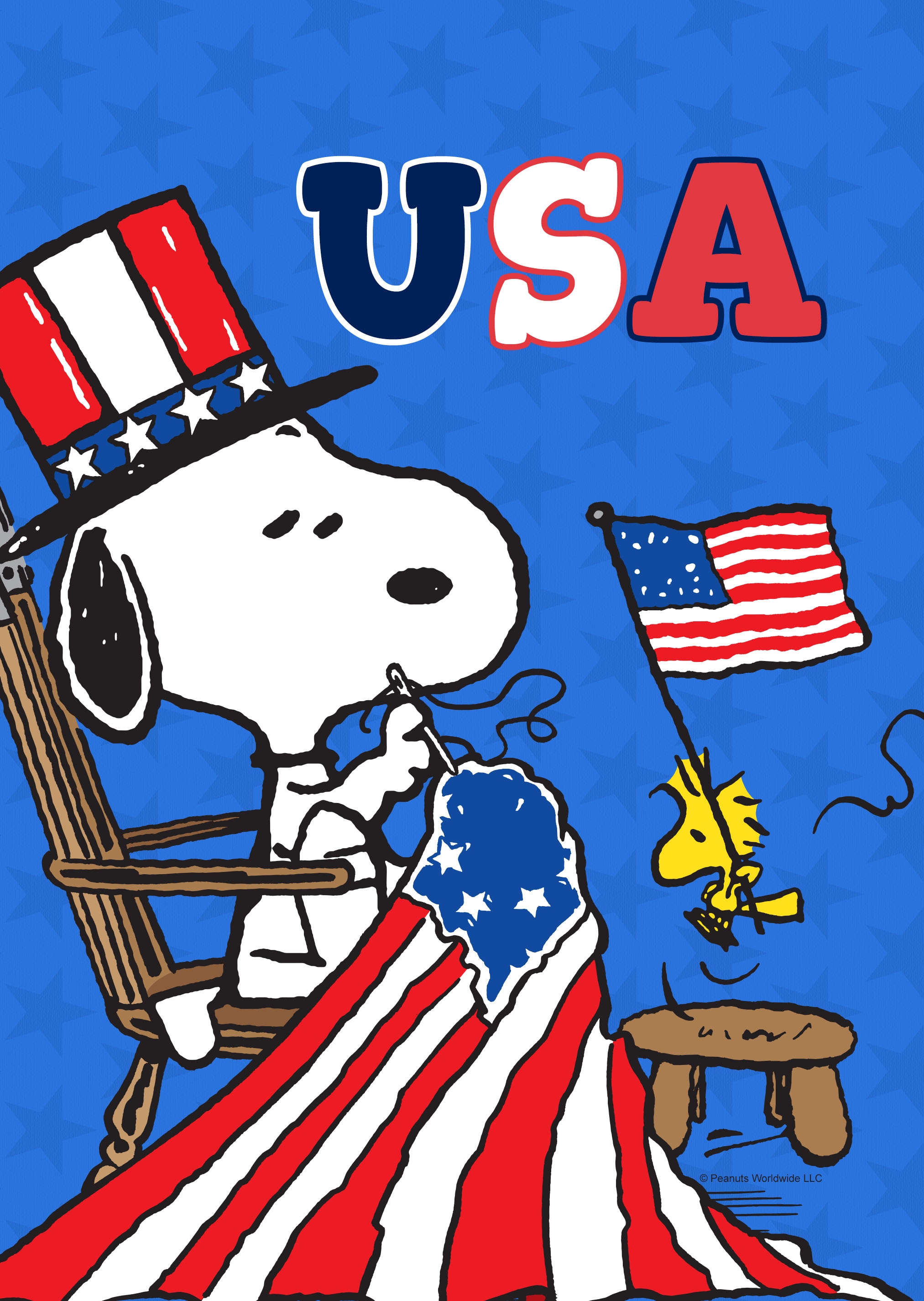 Peanuts 10-1317-51-01 1.44-ft W x 2.91-ft H Patriotic Garden flag Kit