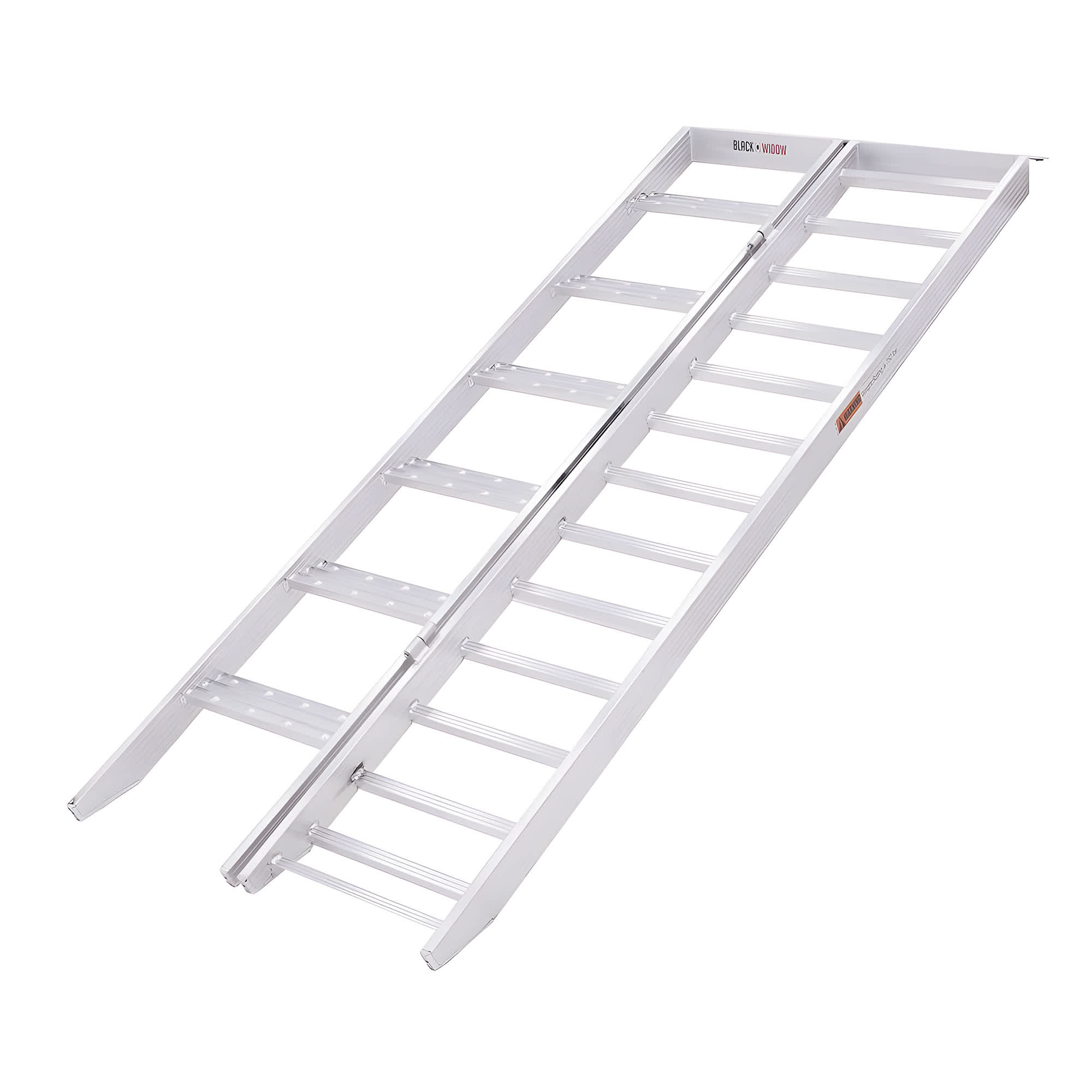 Black Widow 416165 Aluminum Bi Fold Motorcycle Ramp with Steps Folding Tow Ramp Silver