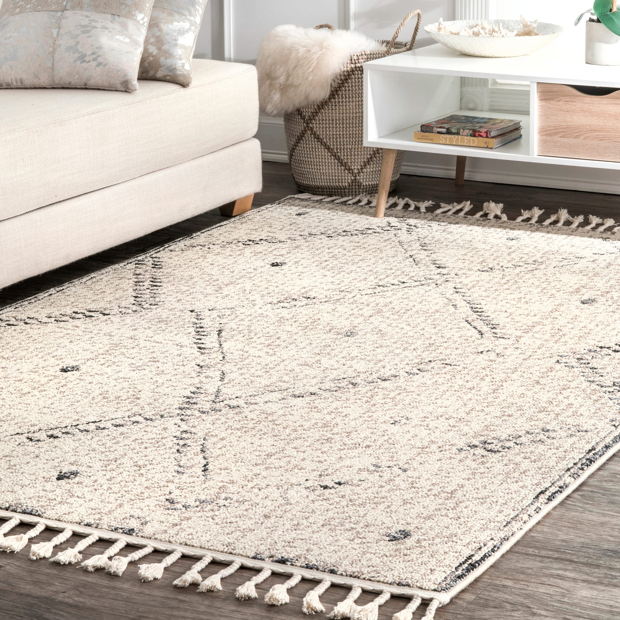 nuLOOM STGL06A-508 5 x 8 (ft) Loomed Ivory Rectangular Indoor Geometric Moroccan Area rug