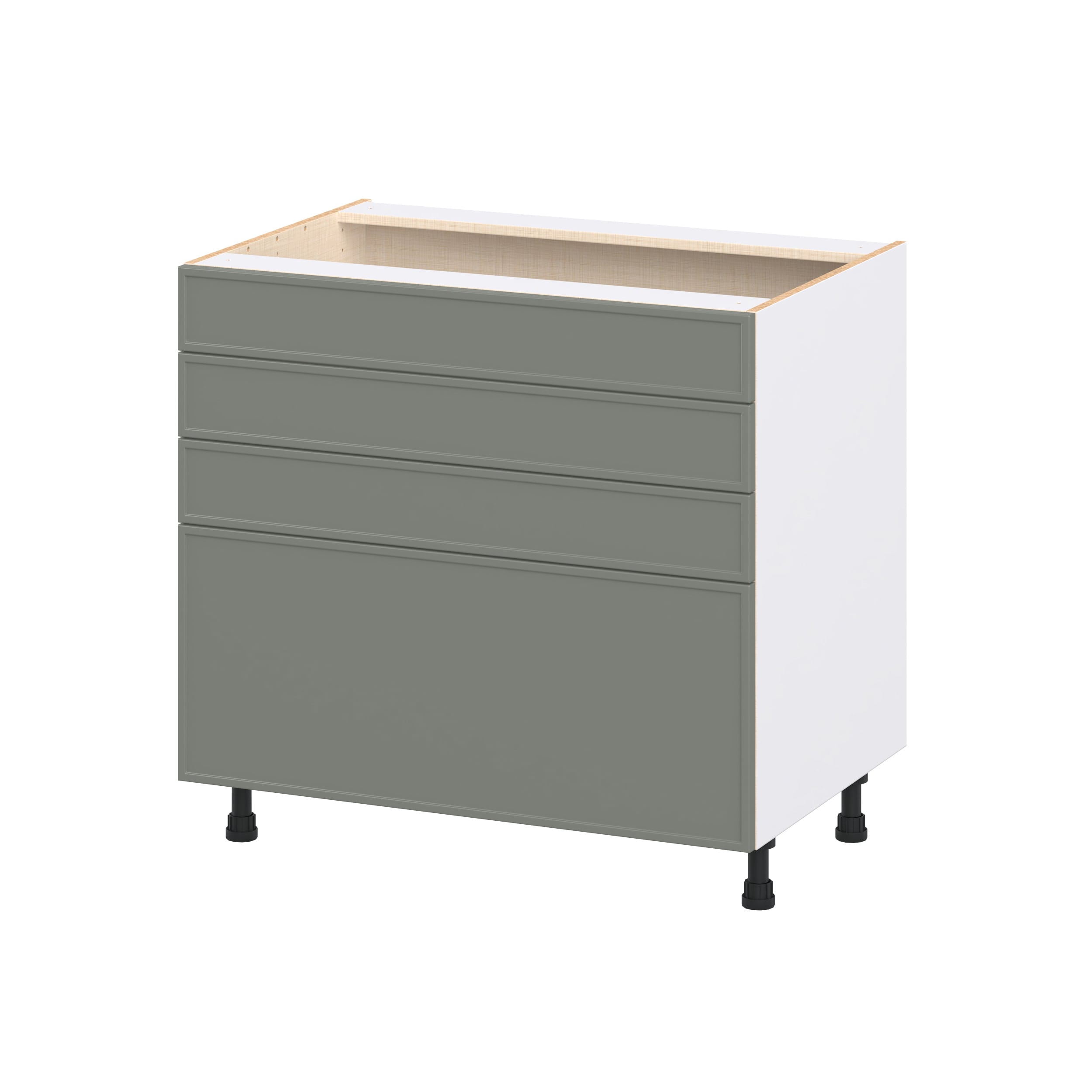 Hugo&Borg DSBCT4D36FFWD-CO Concord 36-in W x 34.5-in H x 24.66-in D Moss Green 3 -Drawers Drawer Base Fully assembled Cabinet Flat Panel