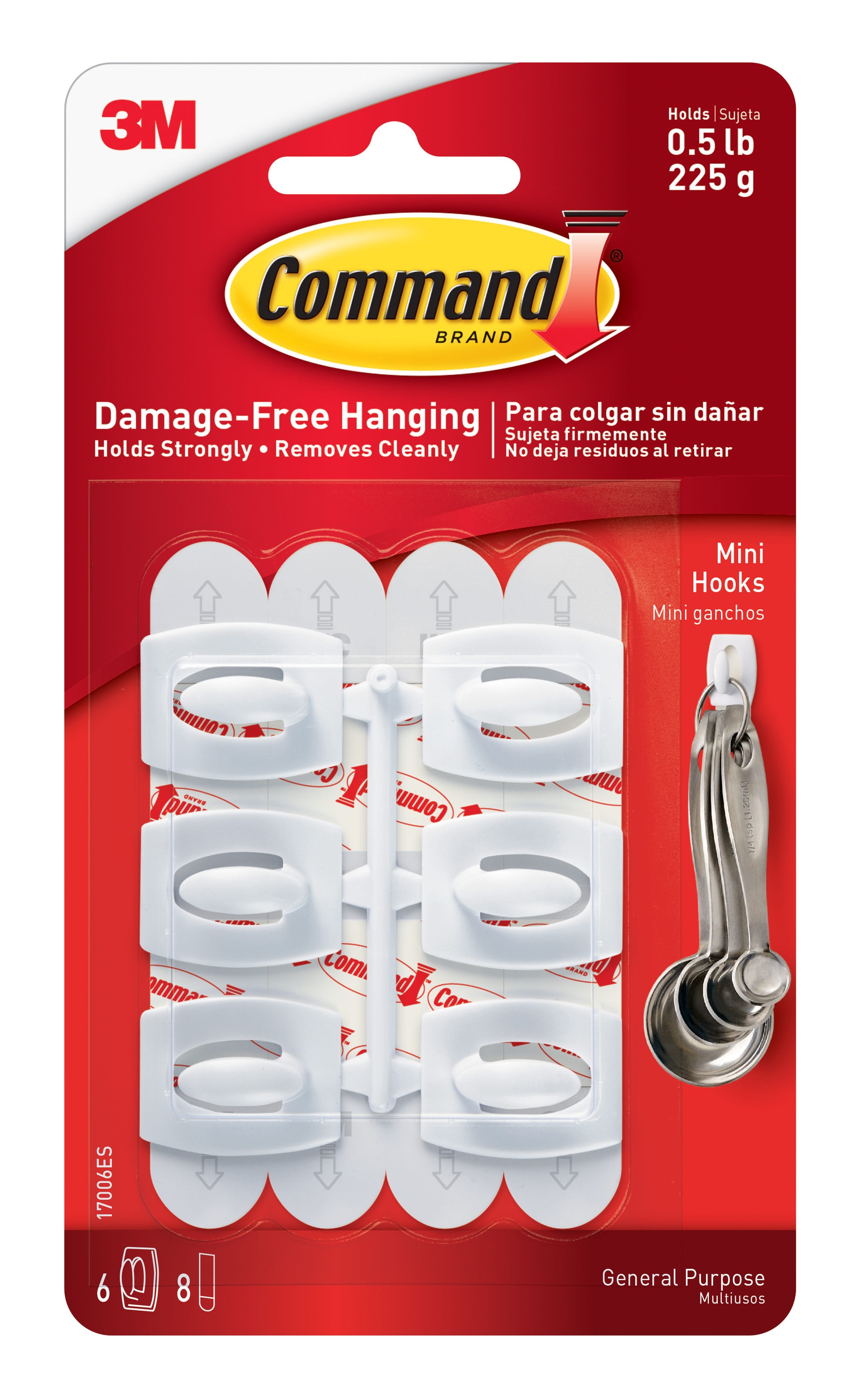 Command Mini 6-Pack White Adhesive Storage/Utility Hook (0.5-lb Capacity)  in the Utility Hooks & Racks department at