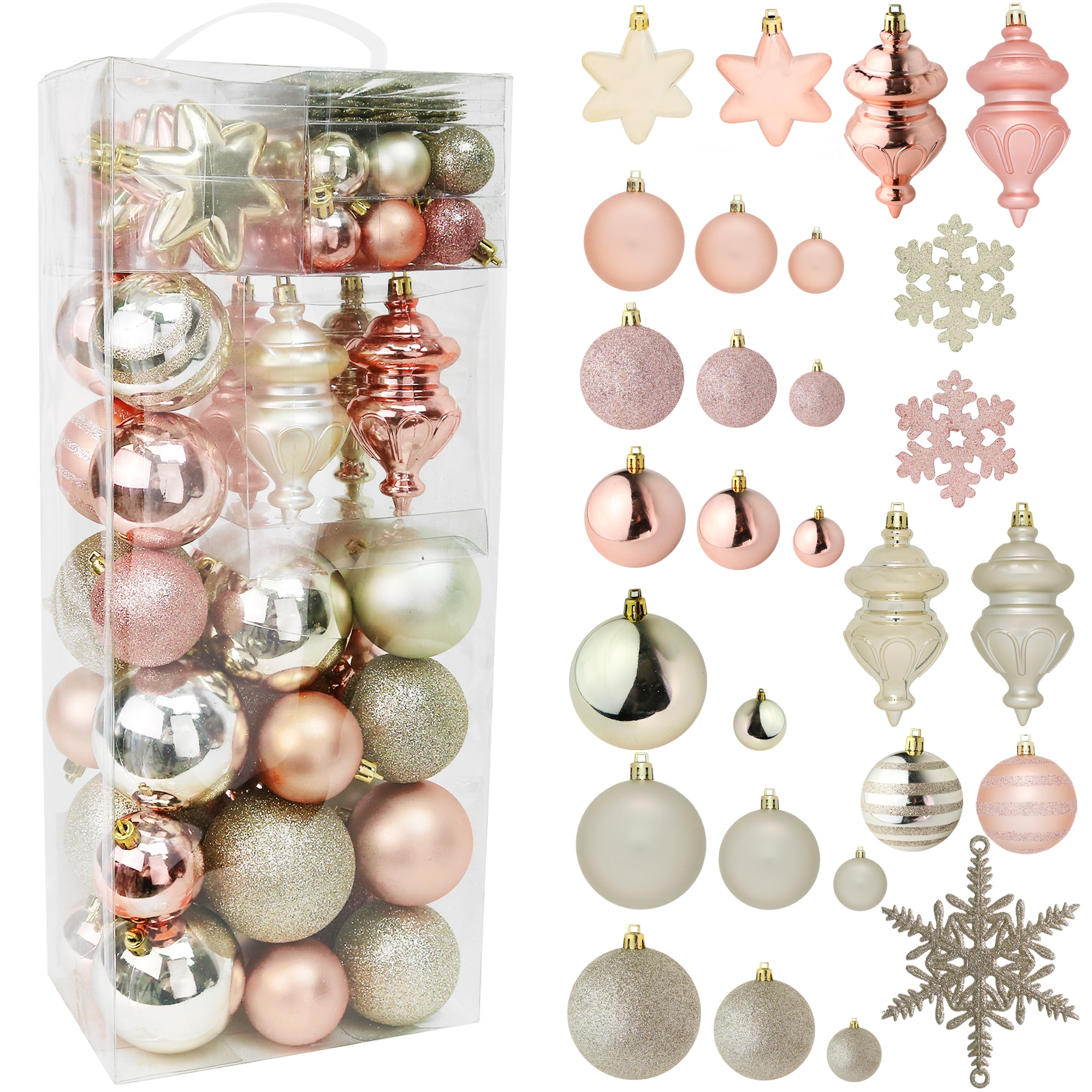 RN'D Toys RD-116 76 -Pack Multiple colors/finishes Ball Standard Indoor/Outdoor Ornament set Shatterproof