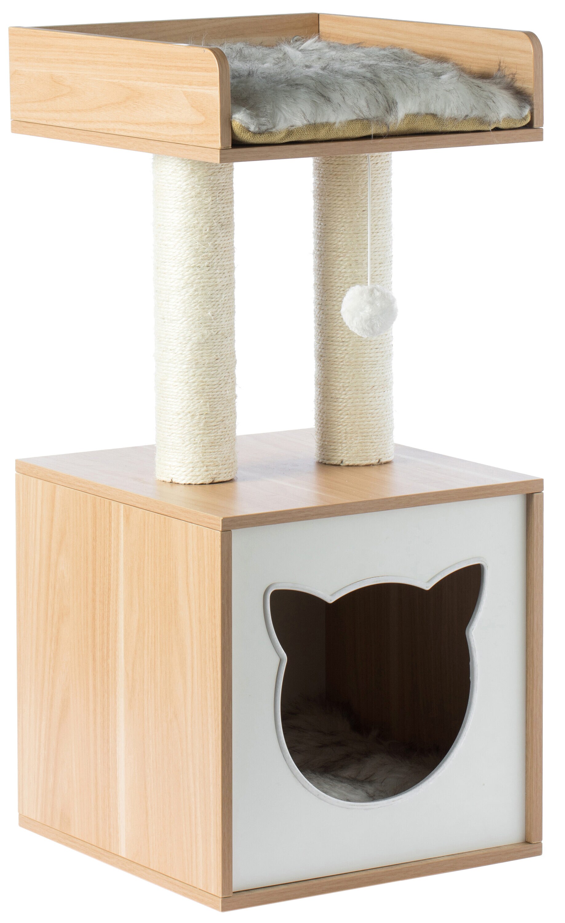 PawsMark 31.75-in x 13.75-in Brown Cat House in the Cat Trees ...