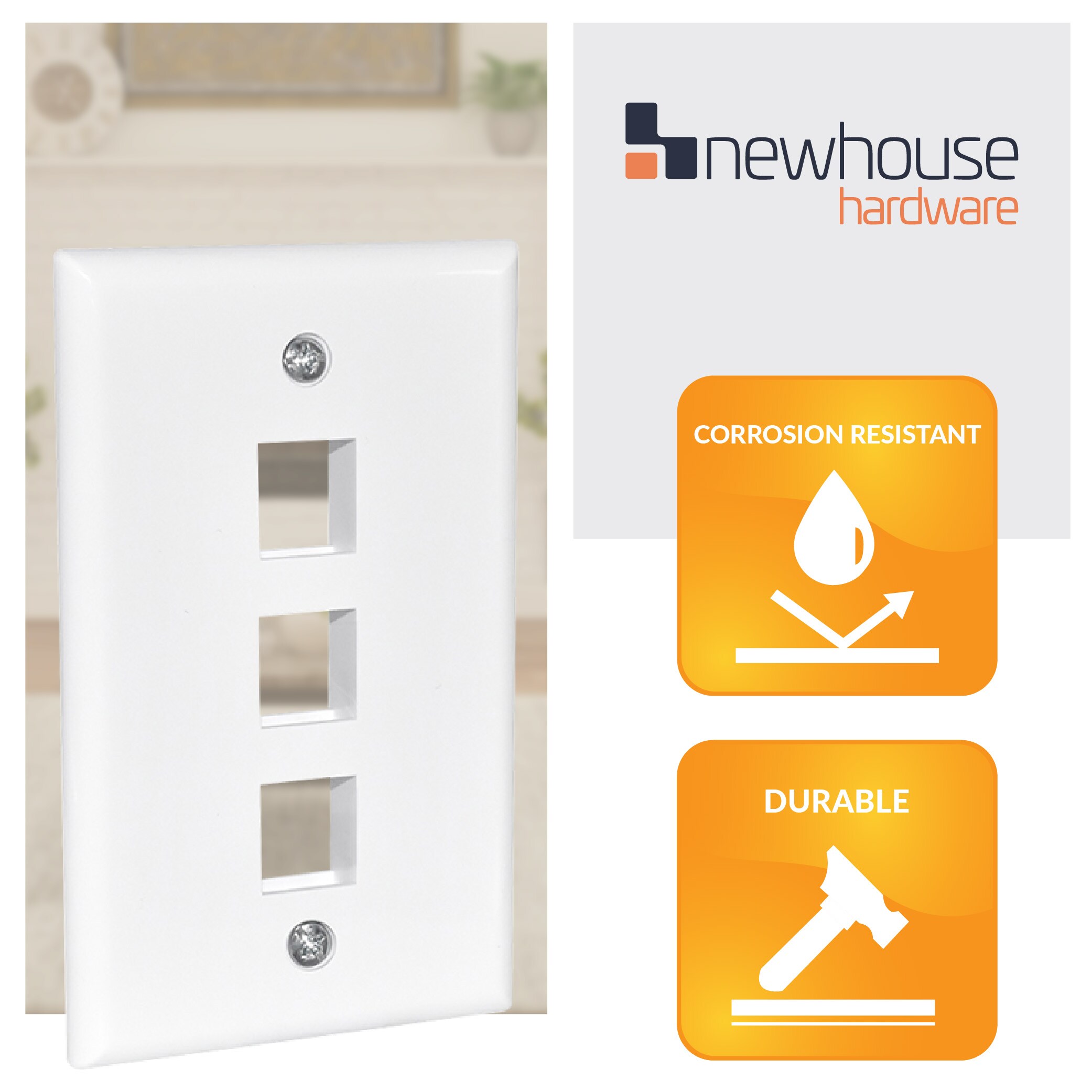 Newhouse Hardware 3QP-WH-05 Audio-Video-Wall-Jacks - View #3