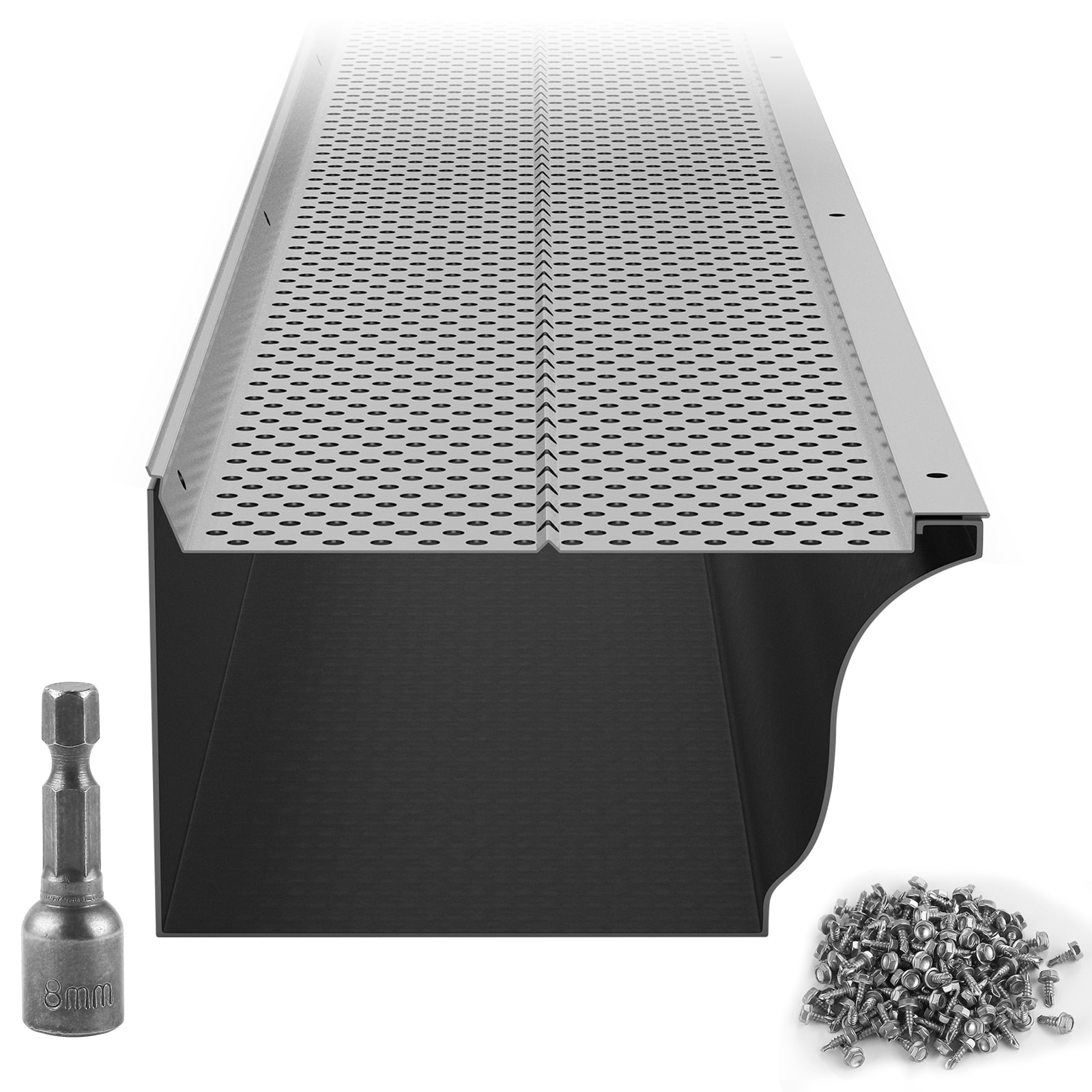 GIVIMO Aluminum Gutter Guard 6-in Width 104-ft Total 26-Pack DIY Leaf Filter 0.157-in Hole Mesh Gutter Cover Pre-Drilled 0.02-in Thick Fits Metal Shingle Wood Roofs and Standard Gutters