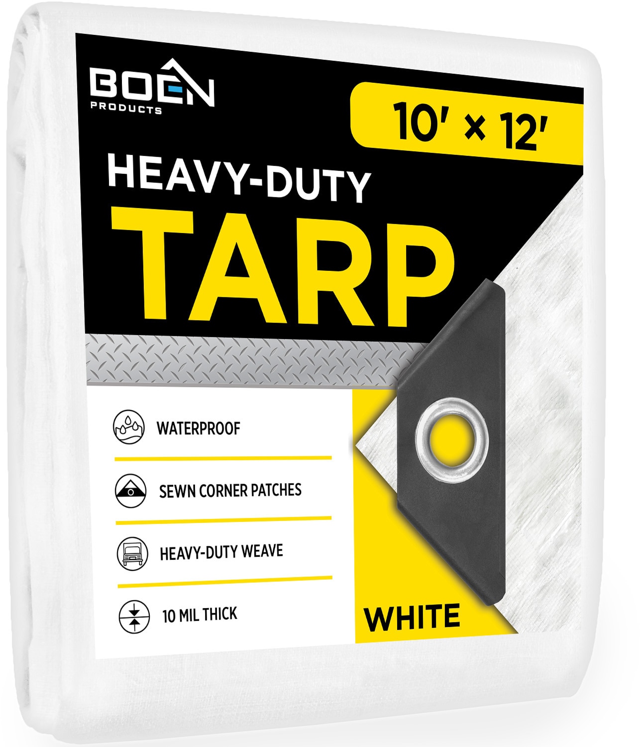 BOEN WT-1012 10-ft x 12-ft White Waterproof Commercial Polyethylene 10-mil Tarp