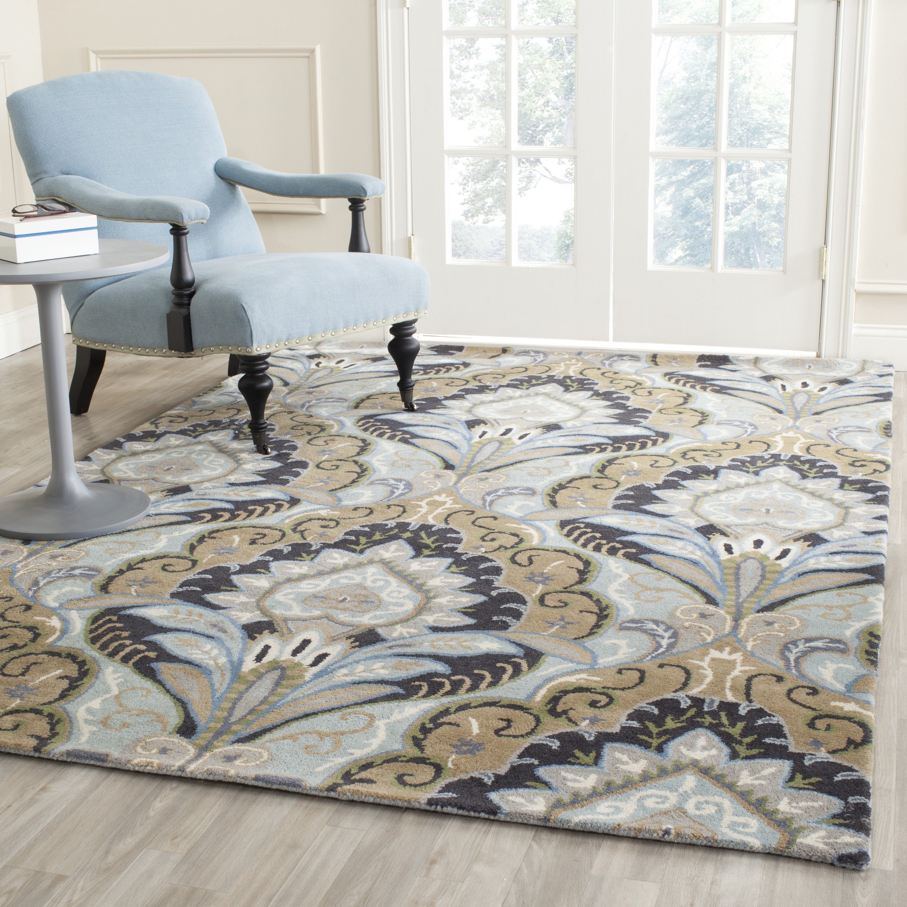 Safavieh WYD374A-5 Wyndham Gleaston 5 x 8 (ft) Tufted Wool Blue/Multi Rectangular Indoor Floral/Botanical Global Area rug