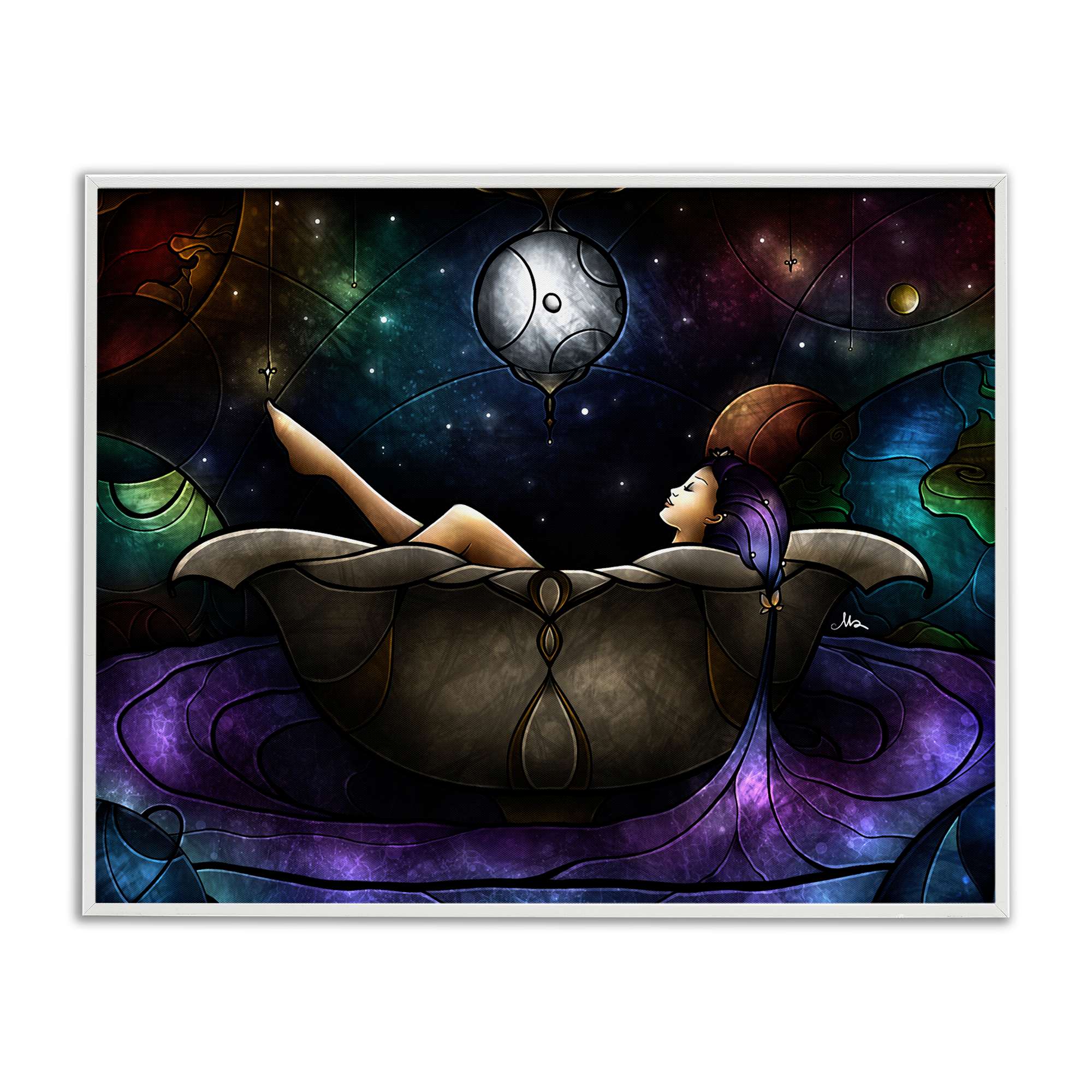 Stupell Industries BS-985-WFR-16X20 Bathing Under Moonlight White Framed Giclee Art By Mandie Manzano 20 x 16