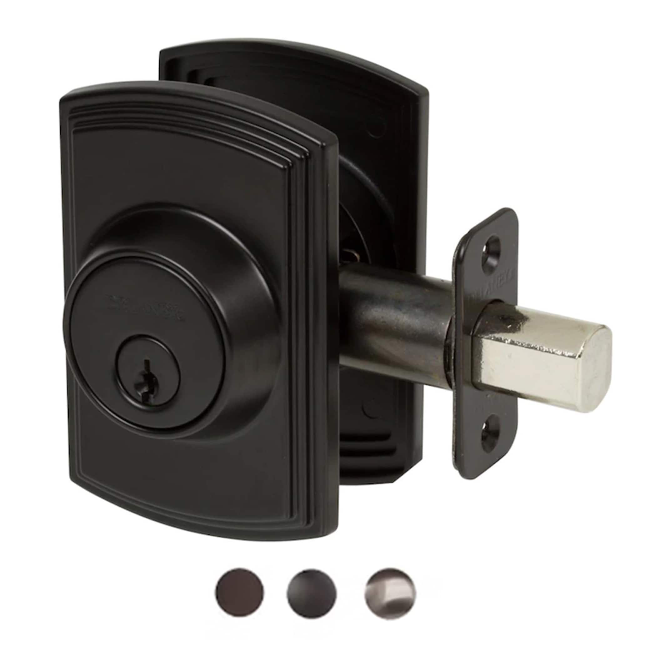 Matte Black Single Cylinder Deadbolt with Enlarged Back Plate