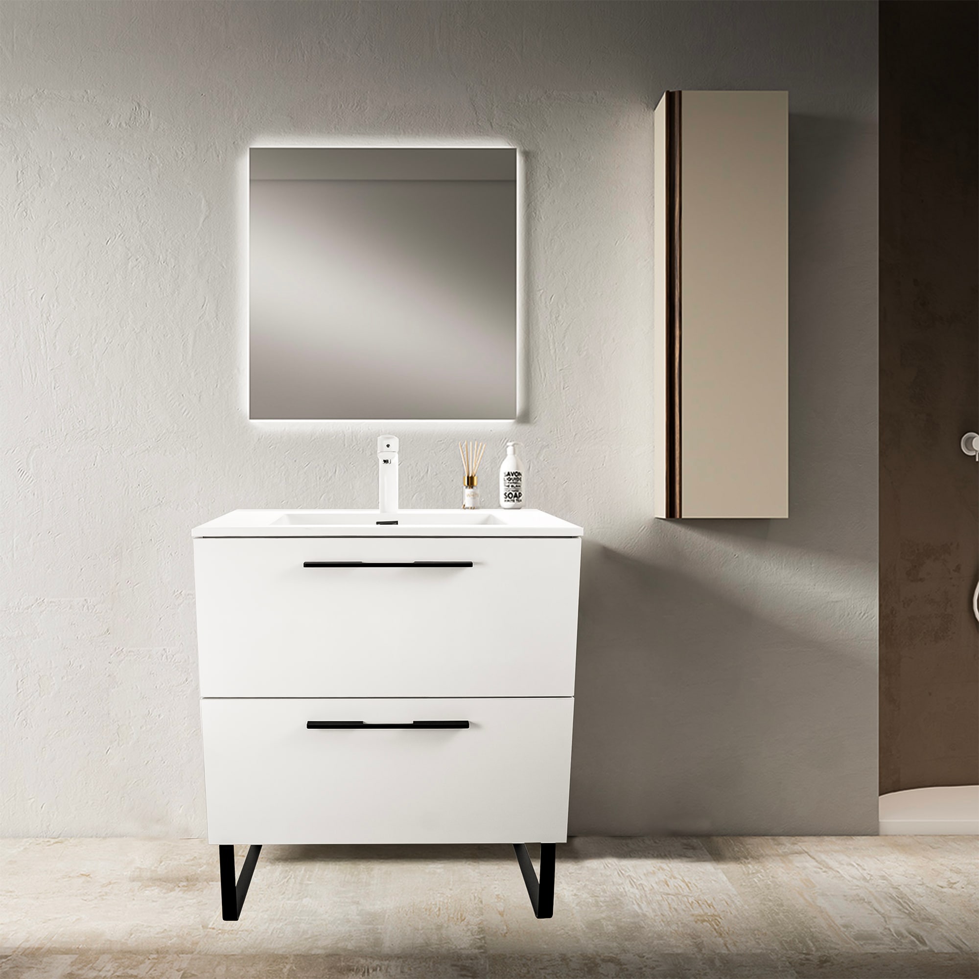 30-in White High Gloss Single Sink Bathroom Vanity with White High Gloss Acrylic Top | - GRAVITA DESIGNS DA300514WHG