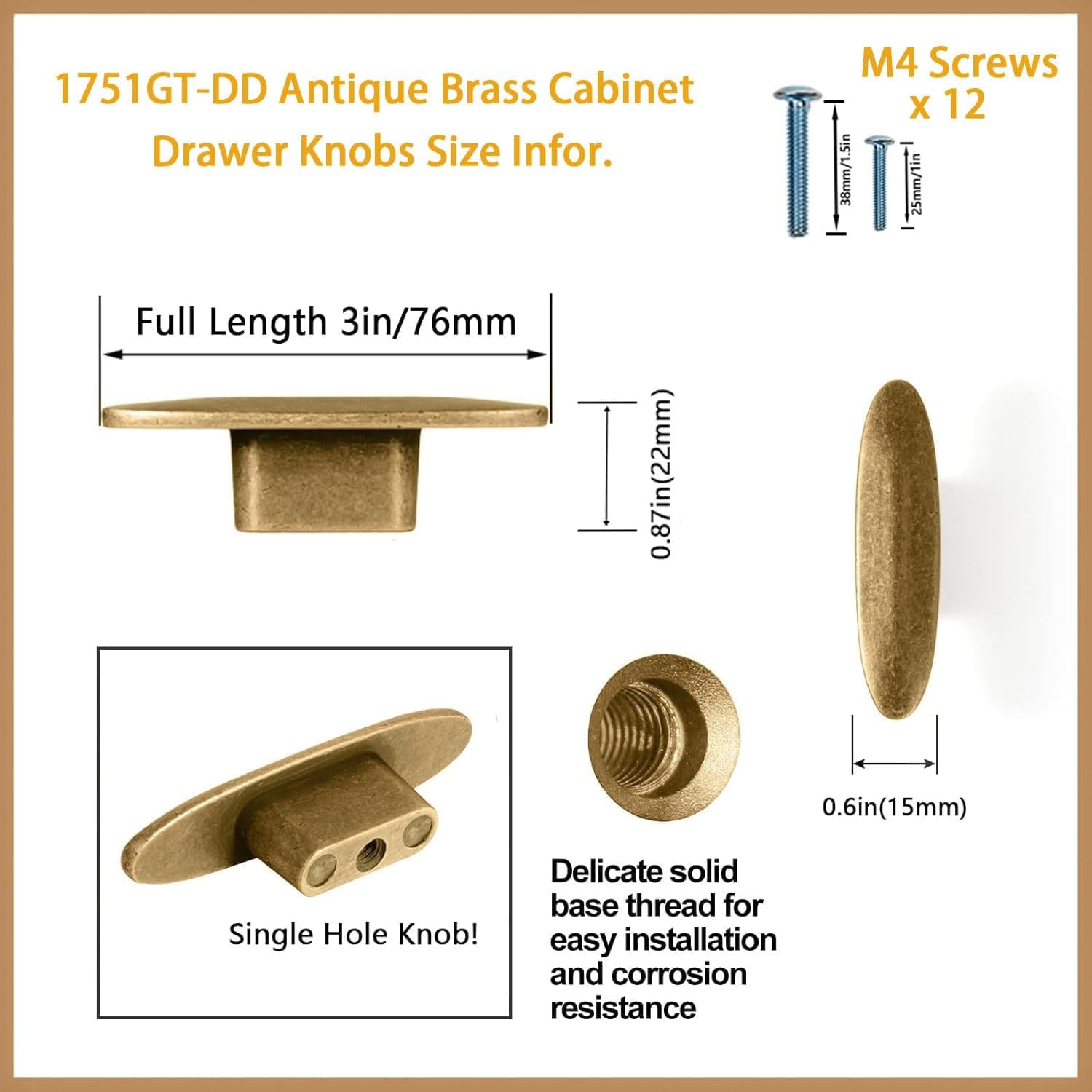 Miaokesen 1751GT-DADAN-12 Cabinet-Knobs - View #2