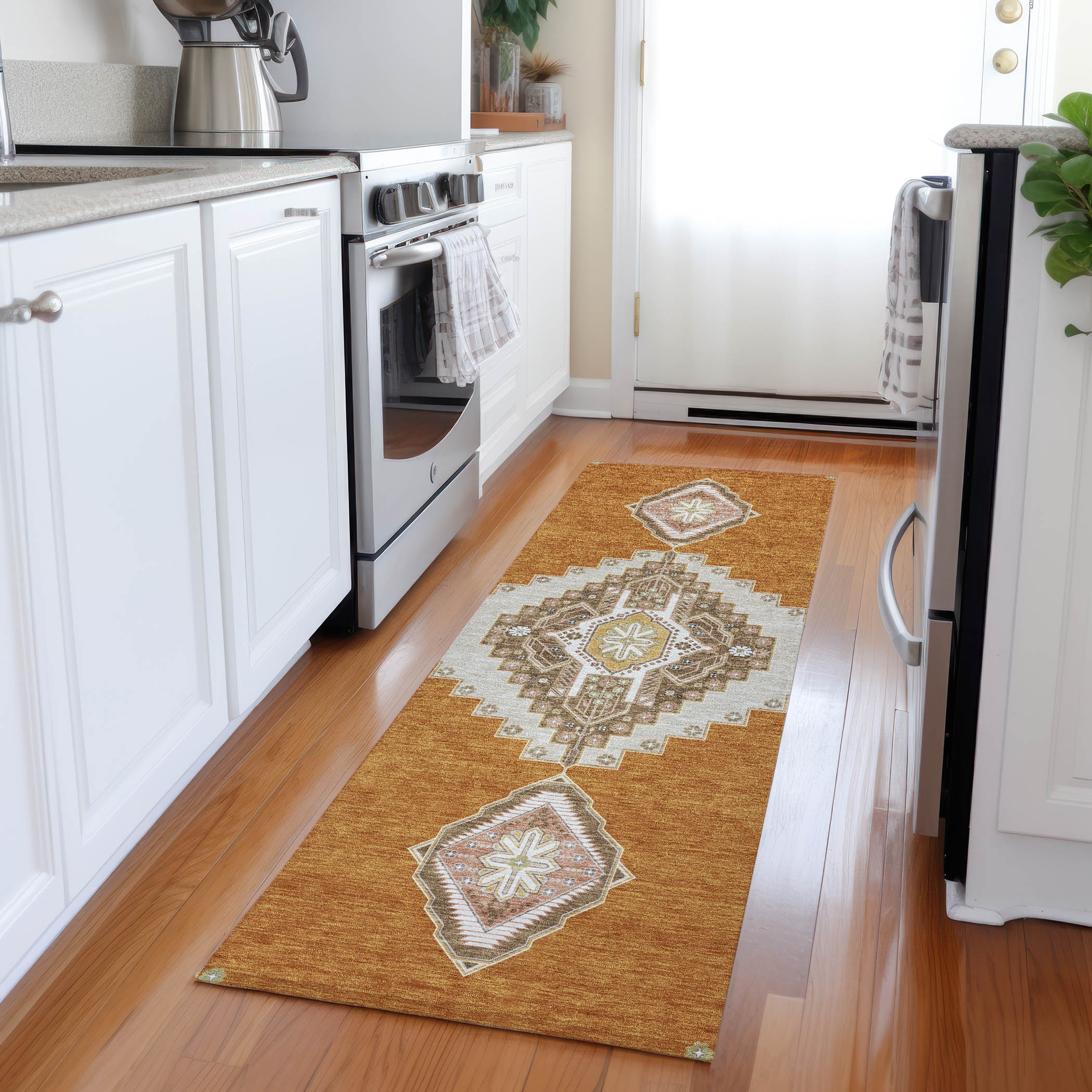 Addison Rugs ACN1014CP2X8 Chantille ACN1014CP 2 x 7 (ft) Polyester Copper Rectangular Indoor/Outdoor Geometric Machine washable Runner rug