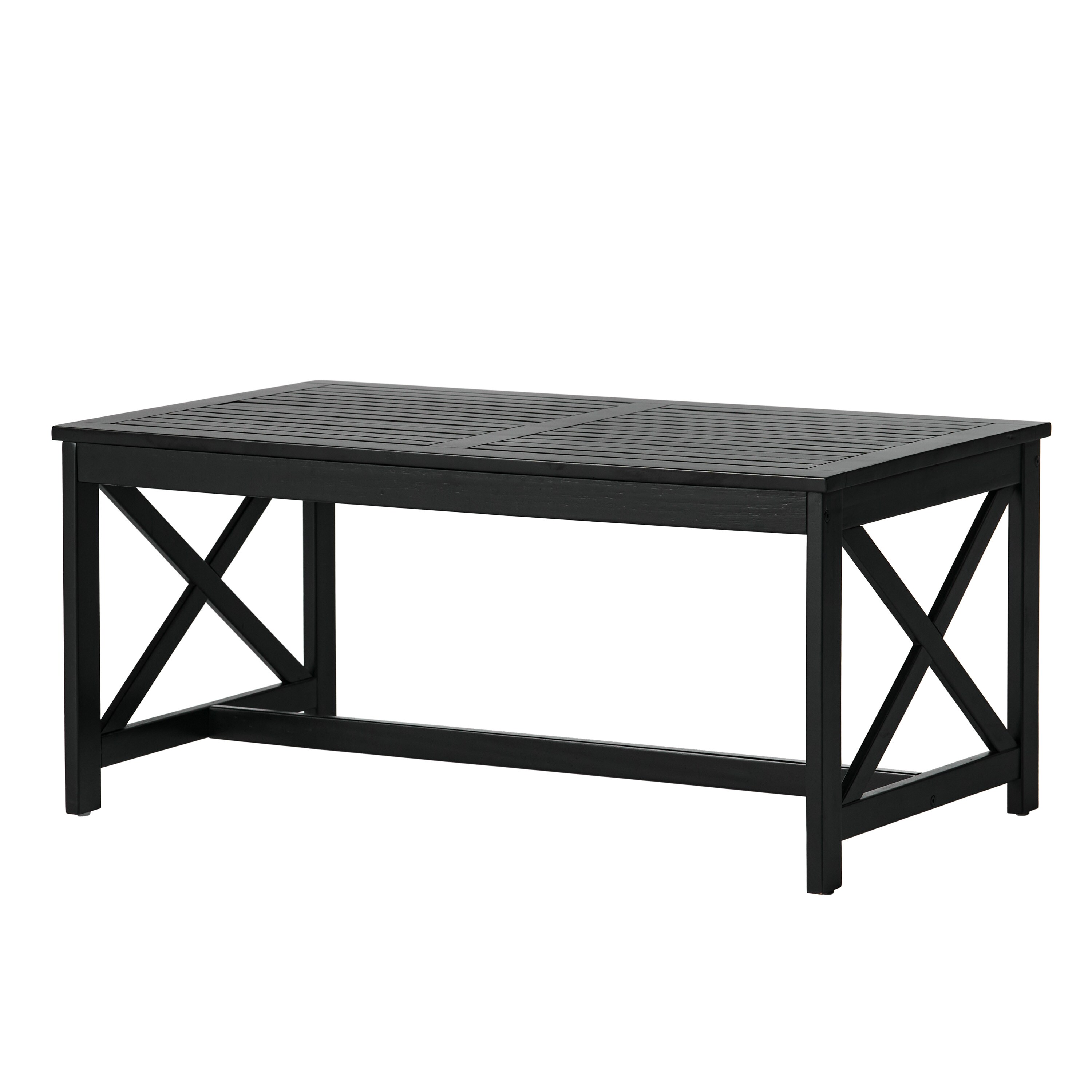 Siavonce Black Acacia Wood Modern Coffee Table in the Coffee Tables