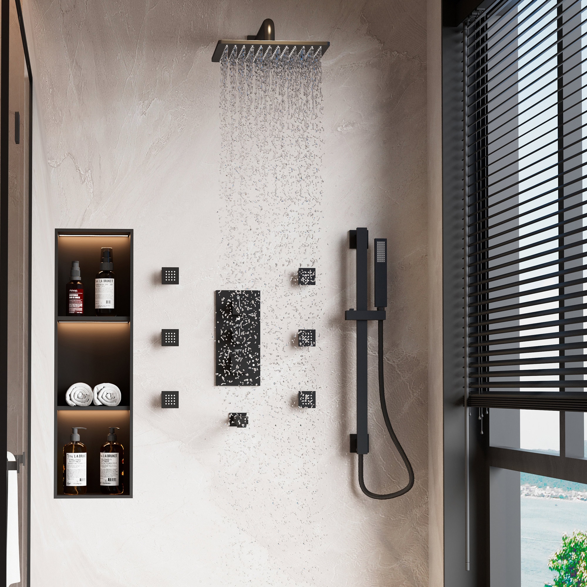 CASAINC CA-A4384-MB Showerhead-Bar-Panels - View #3