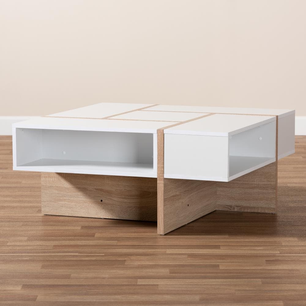 Rasa Square White and Oak Wood Coffee Table