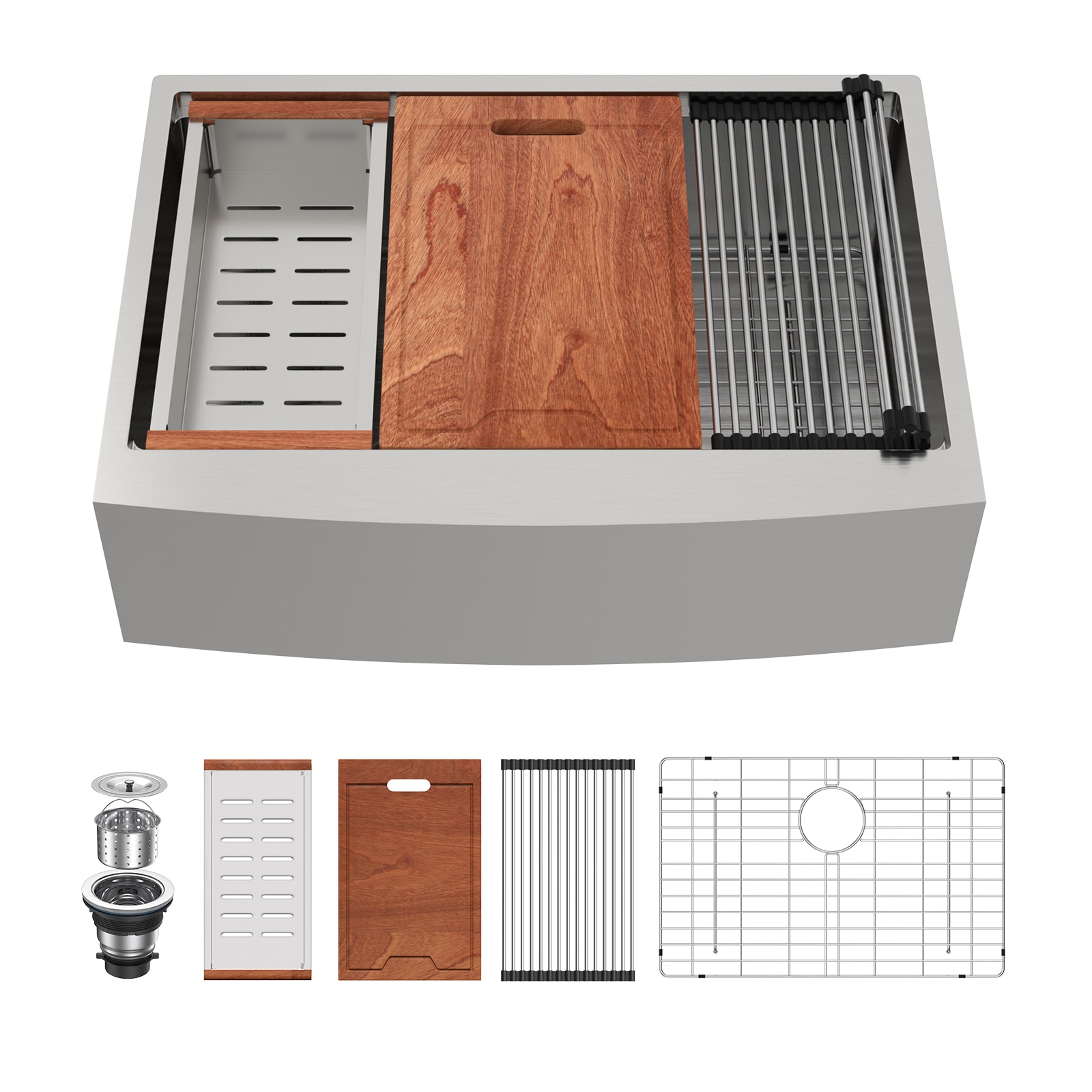 Lordear LD-LAB3621R1 Workstation Kitchen Sink Undermount 30-in x 22-in Stainless steel Single bowl 16 -Gauge Workstation Kitchen Sink