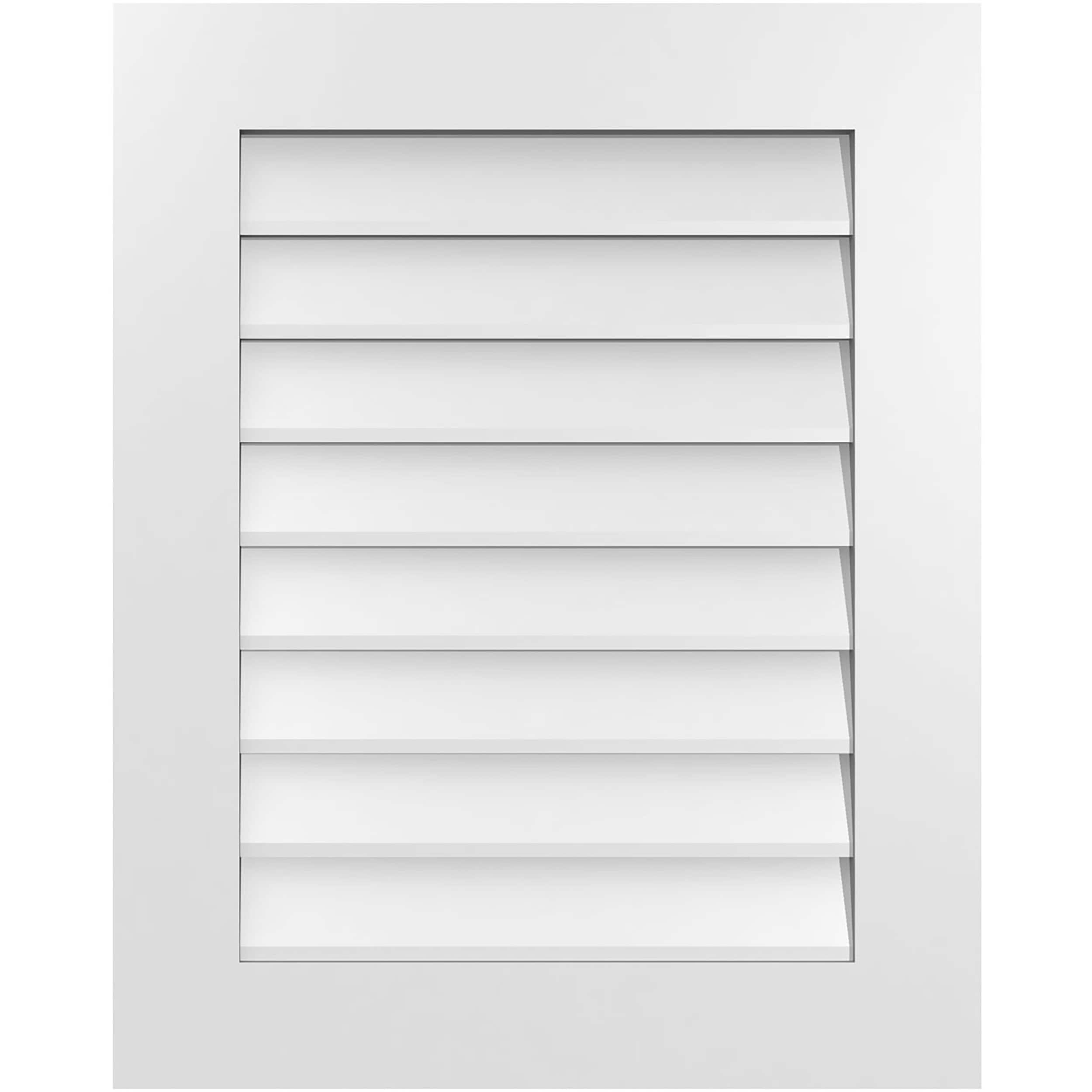 Ekena Millwork GVPVE24X3001SN 24-Inches x 30-Inches Off-white Rectangle PVC Gable Louver Vent