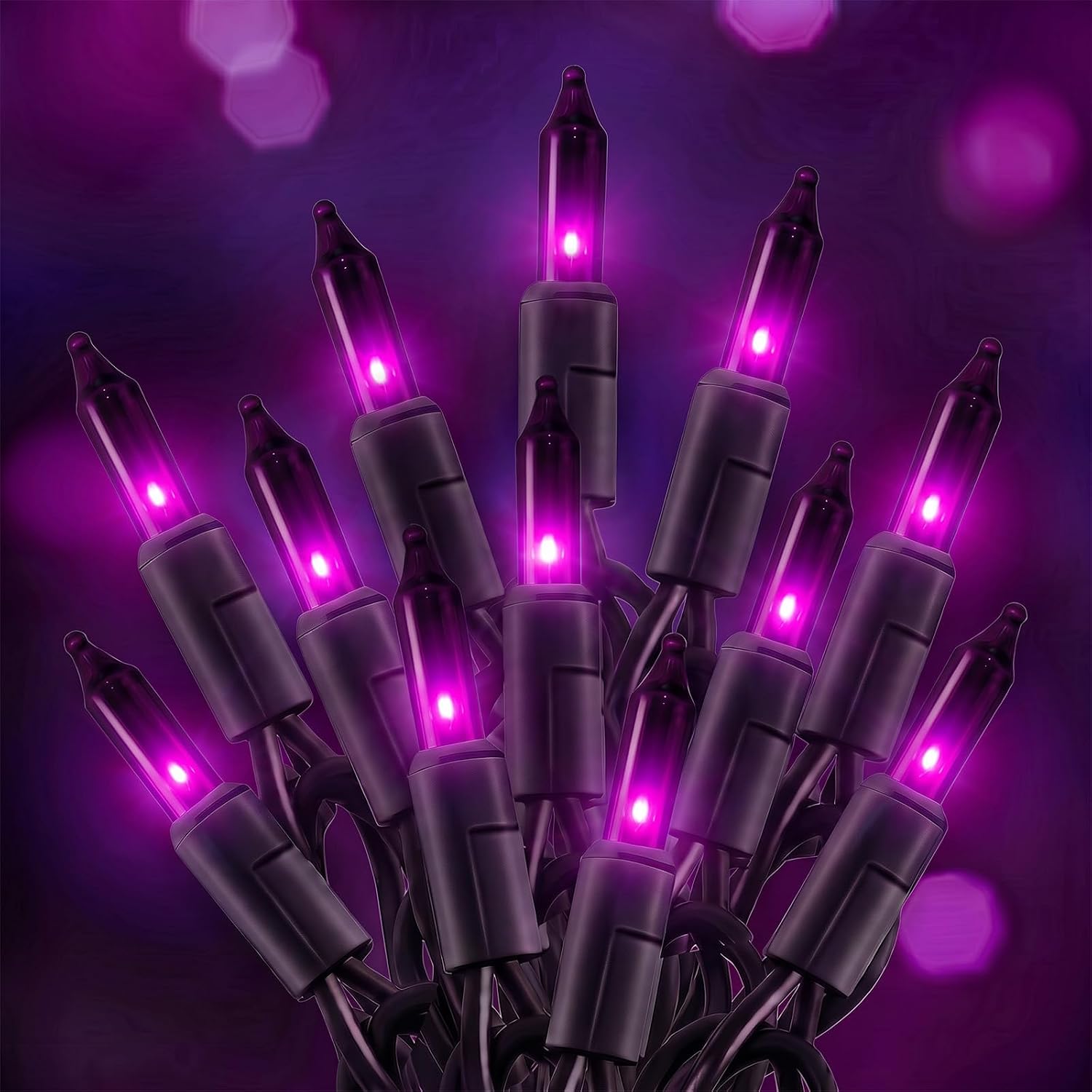 Segrass 20 ft Purple Incandescent Halloween String Lights 100-Count Black Wire Indoor Outdoor End-to-End Connectable UL Listed IP44 Rated