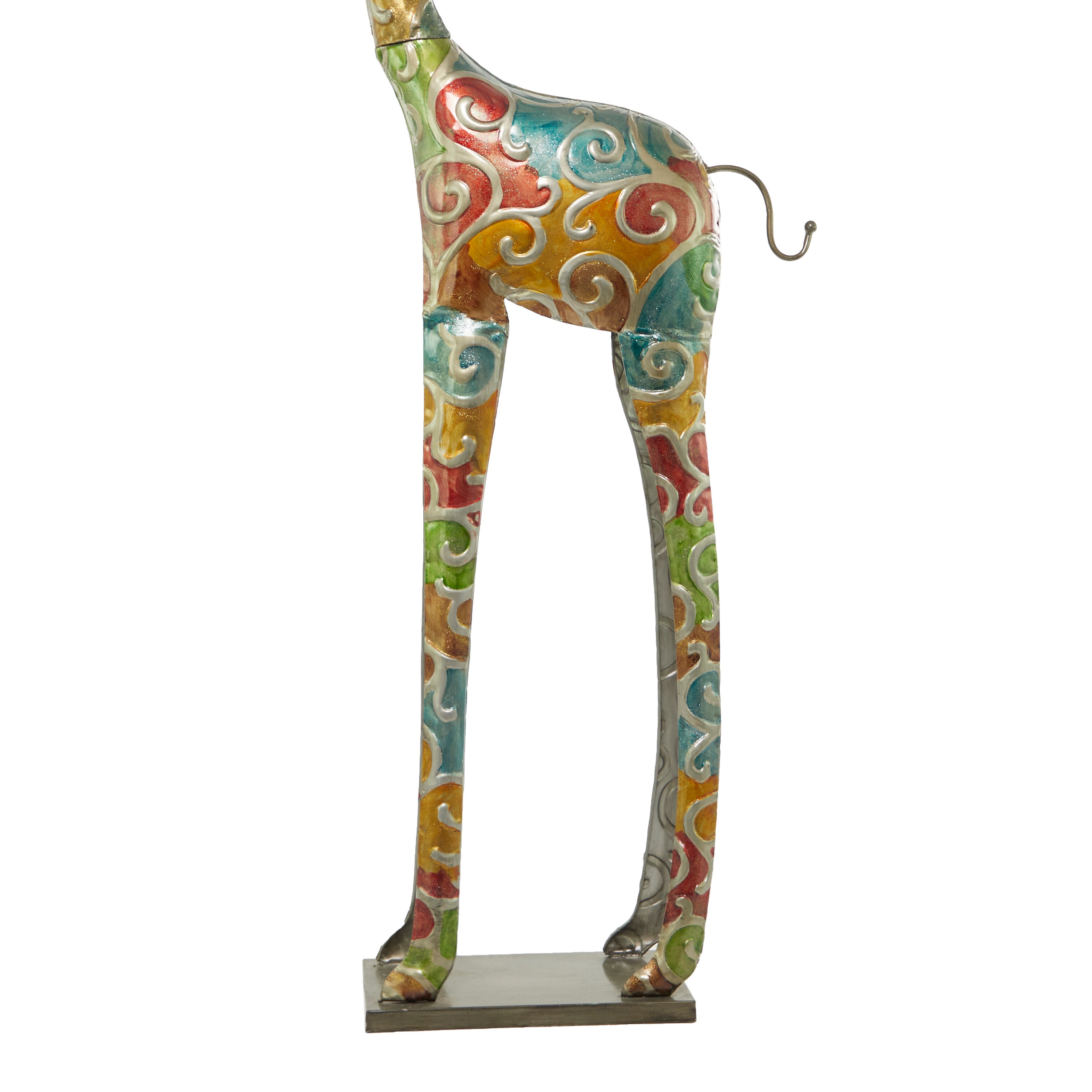 Extra Large Multicolor Metal Giraffe Sculpture with Embossed Detailing