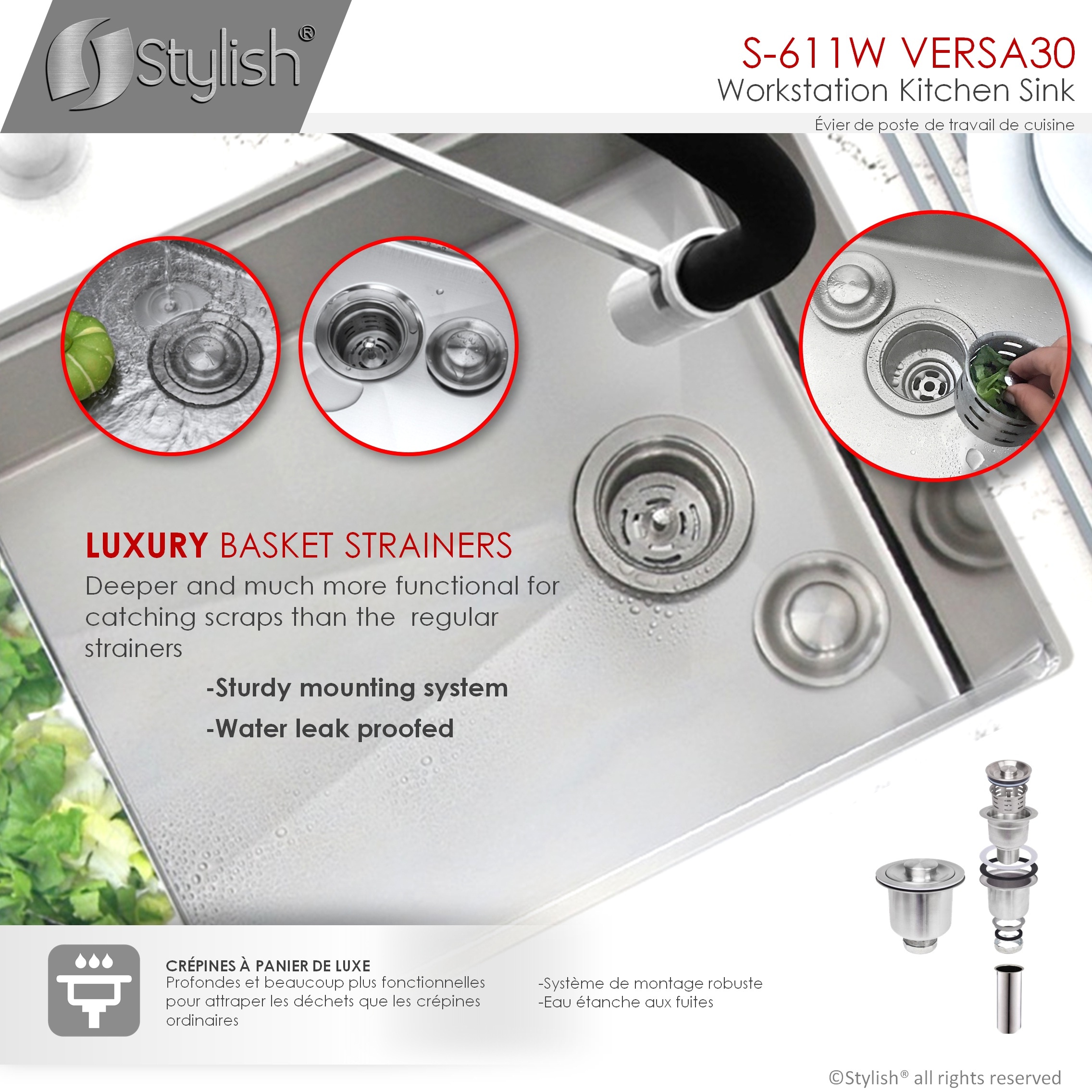 Stylish S-611W1 Kitchen-Sinks - View #10