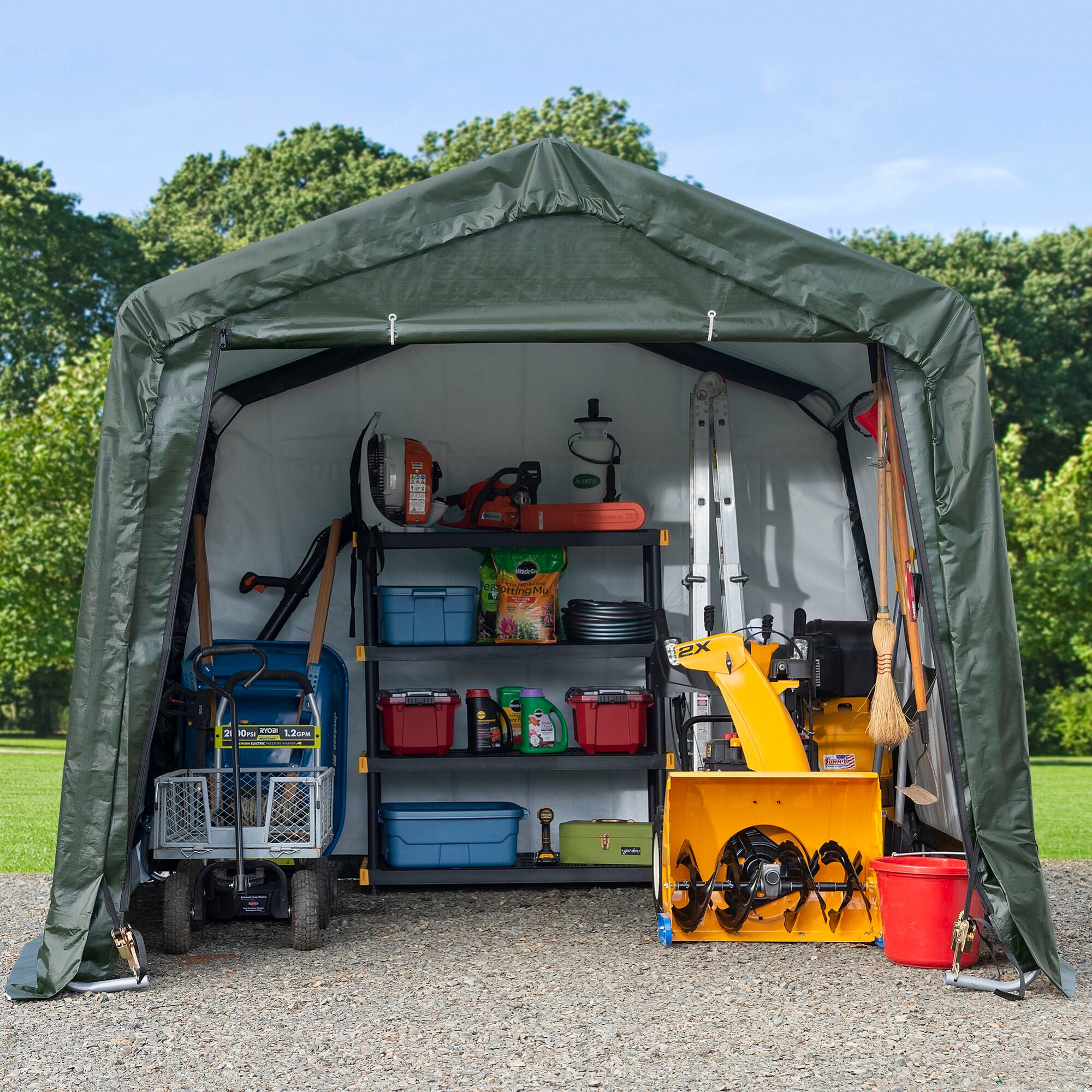 10' x 10' Green Galvanized Steel Storage Shed